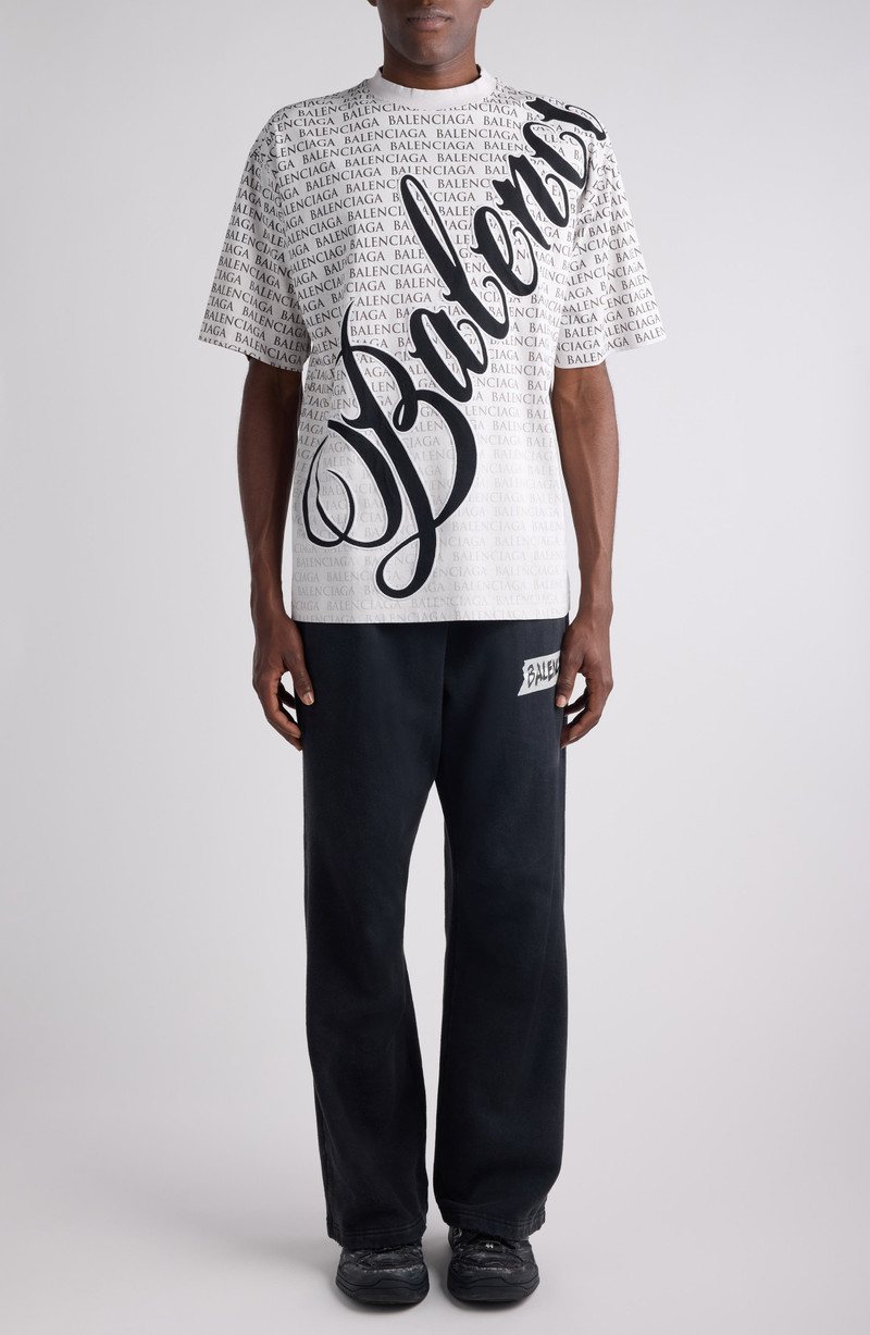 BALENCIAGA Balenciaga Medium Fit Big B Cursive Logo Graphic T-Shirt in Dirty White/Black at Nordstrom outlook