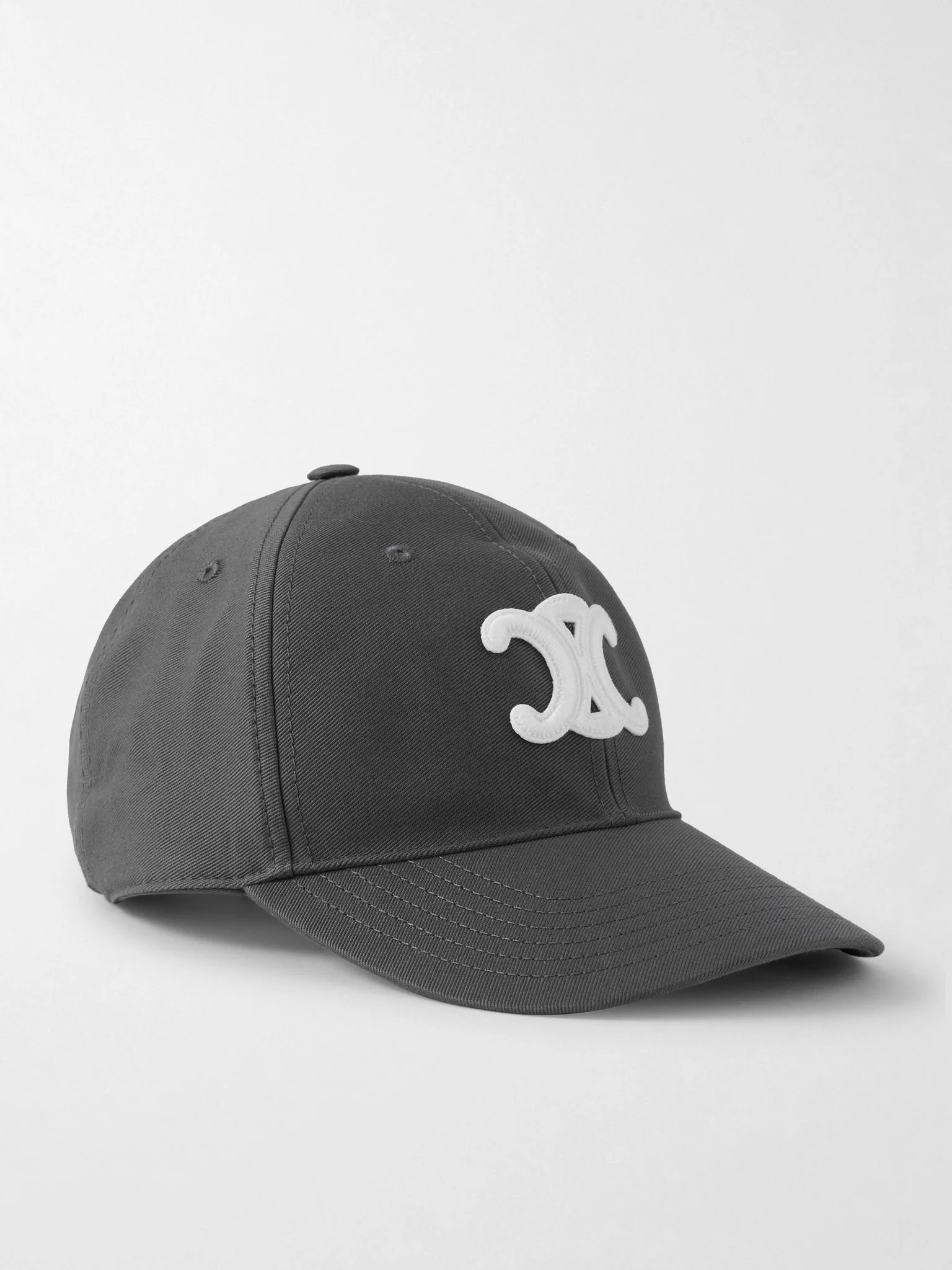 Triomphe Logo-Appliquéd Cotton-Gabardine Baseball Cap Gray - 1