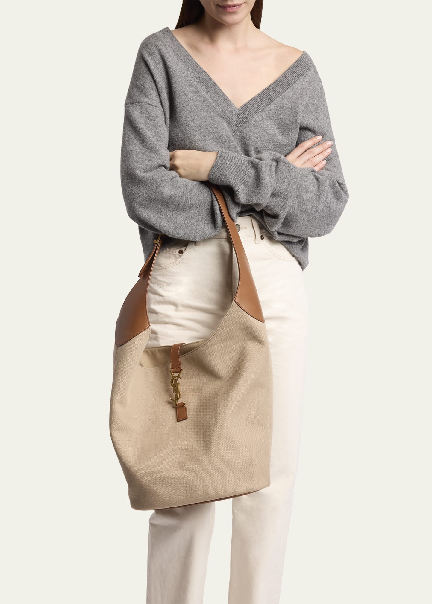 Le 5 A 7 YSL Hobo Bag in Canvas and Leather - 2