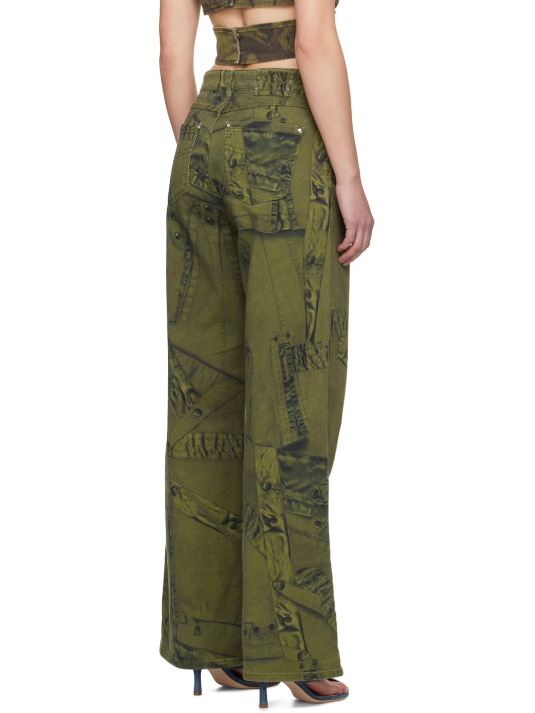 Khaki Printed Jeans - 3