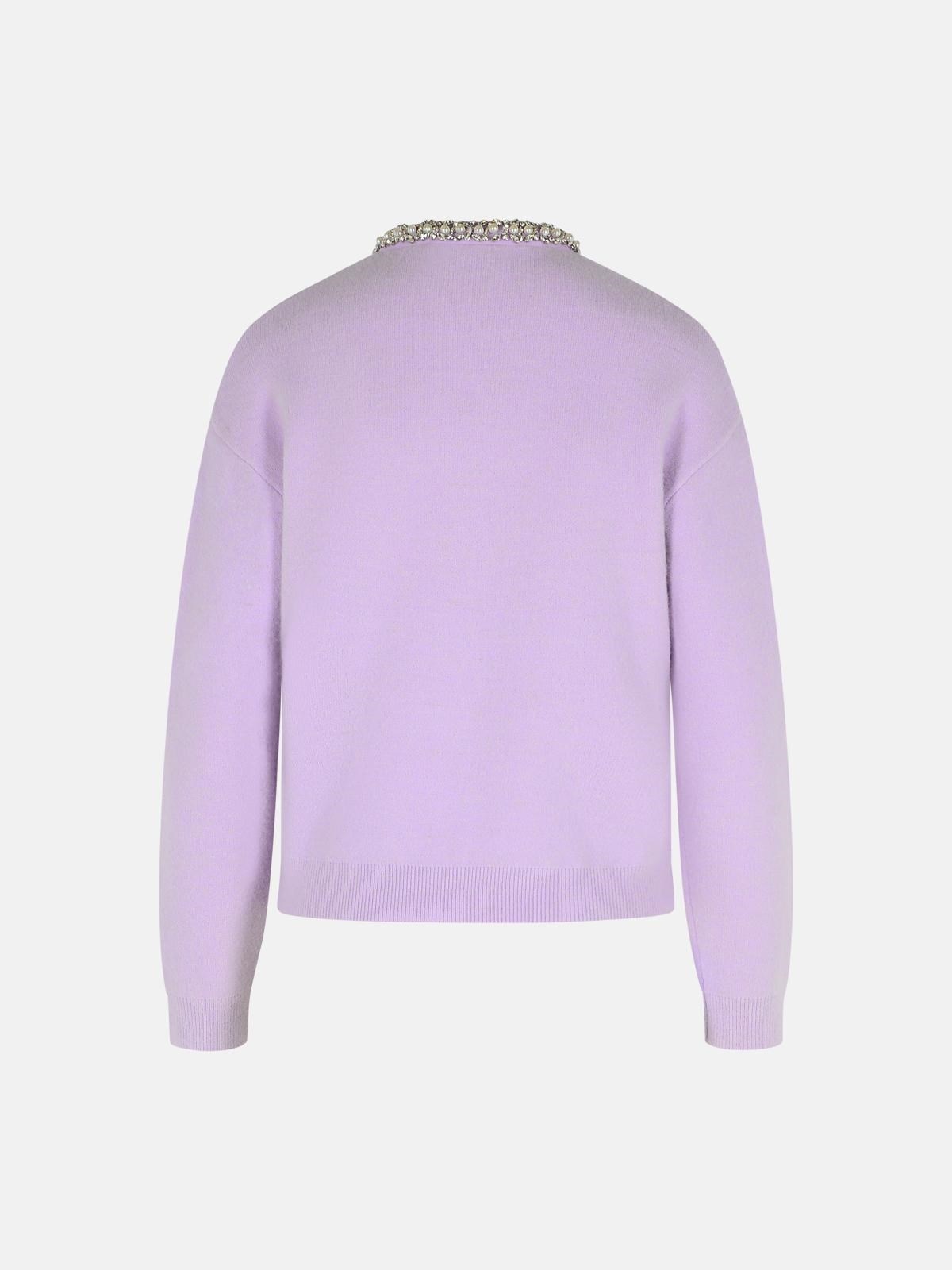 'CRYSTAL' LILAC VISCOSE BLEND SWEATER - 3