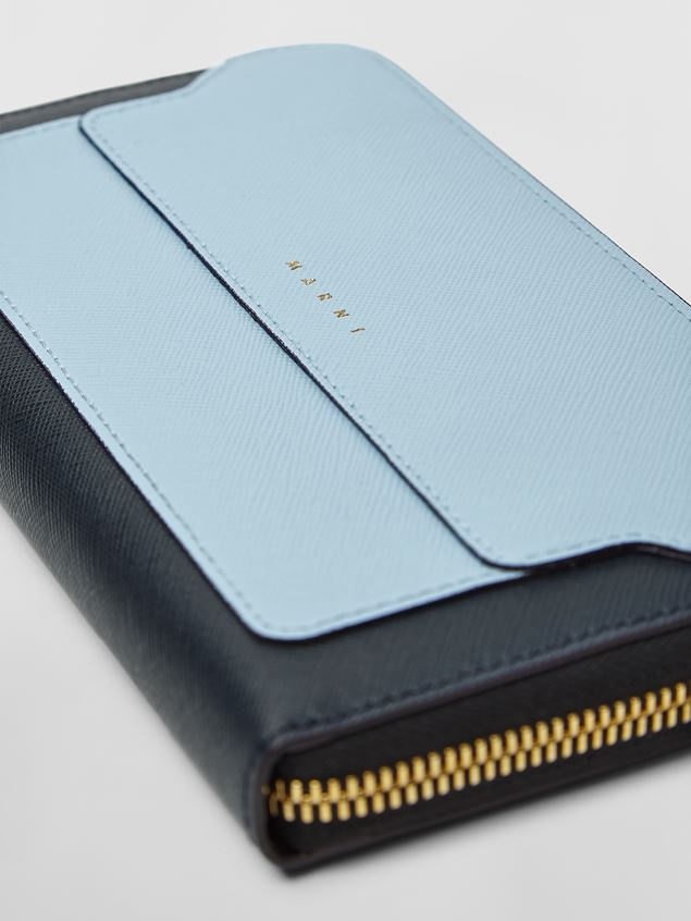 RECTANGULAR ZIP-AROUND WALLET IN THREE-COLOURED SAFFIANO LEATHER - 4