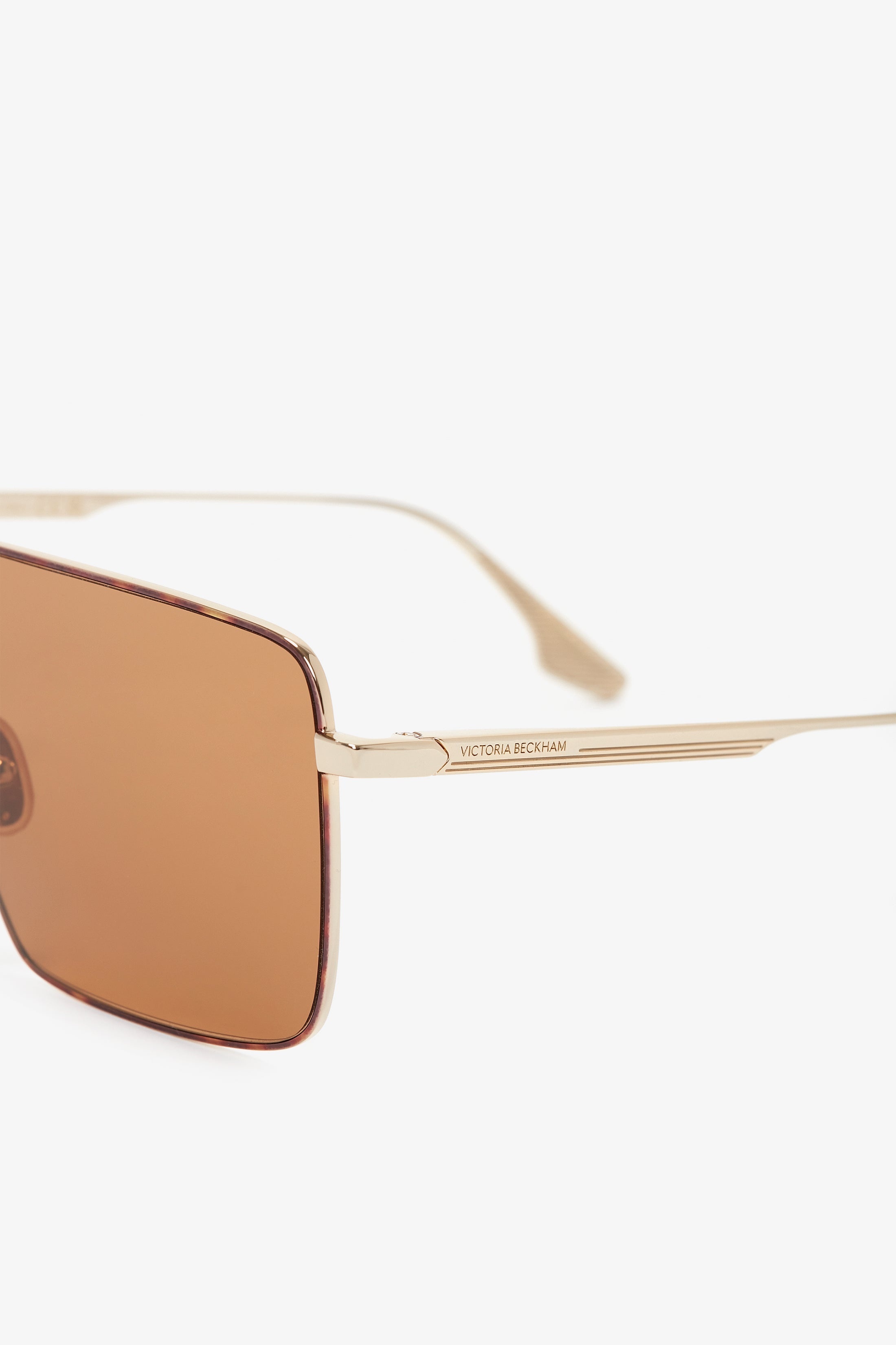 Rectangular Visor Gold-Framed Sunglasses - 4