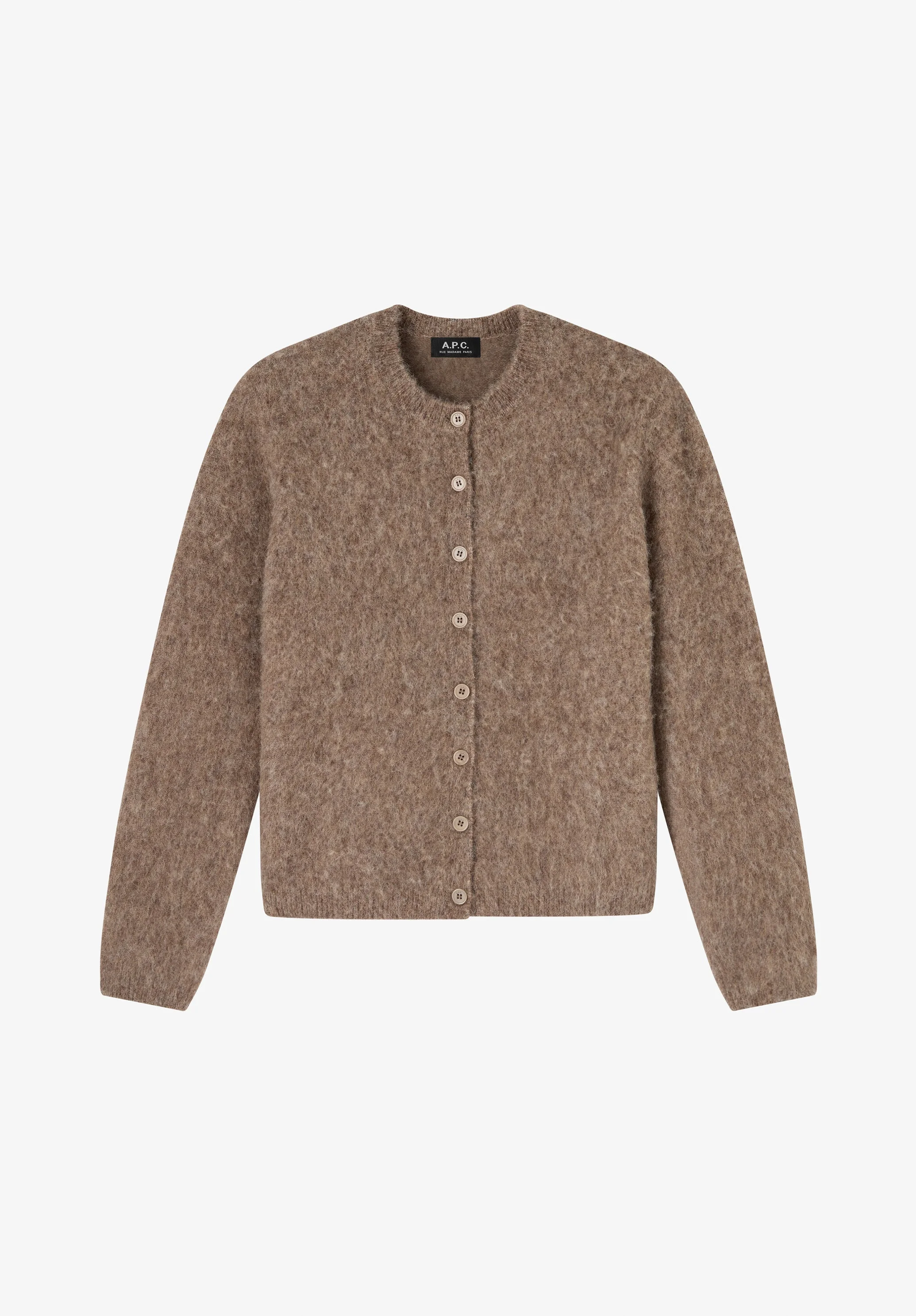 MARION CARDIGAN - TAUPE ALPACA WOOL CARDIGAN - 1