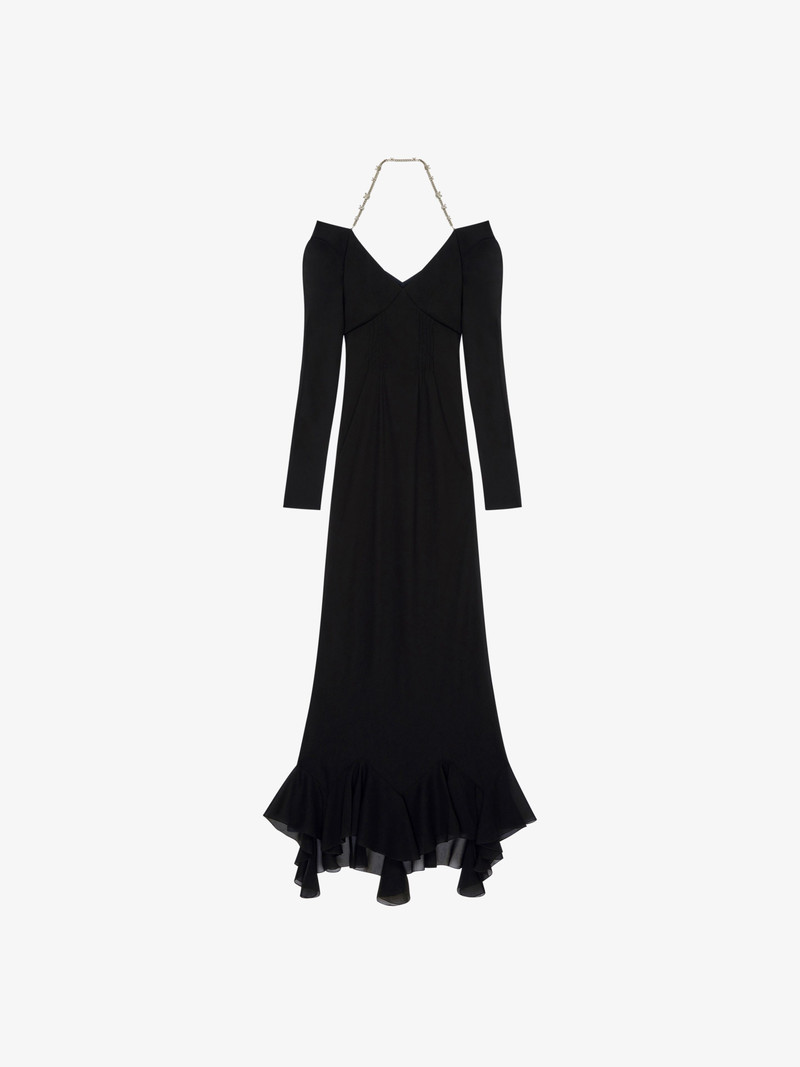 4G CLAW CHAIN을 가진 LONG OFF-SHOULDER DRESS - 1