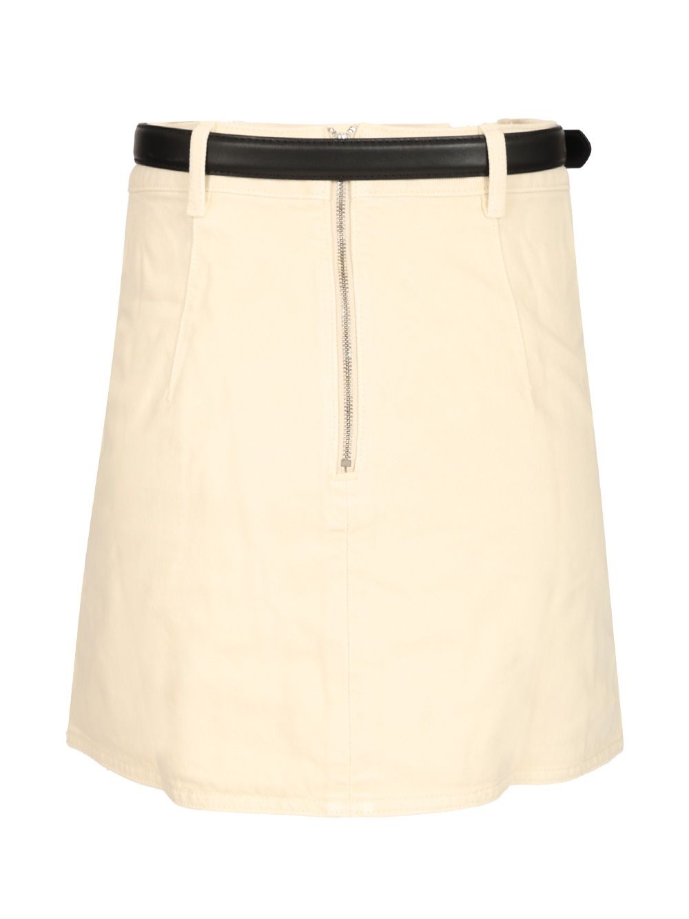 Cream Denim Beaded Floral Mini Skirt Skirts White - 2