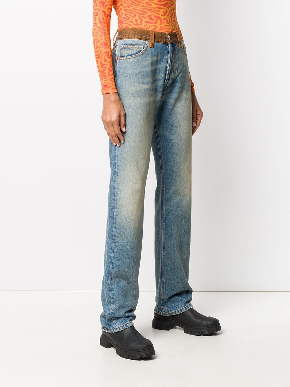 high-waisted straight leg jeans - 3