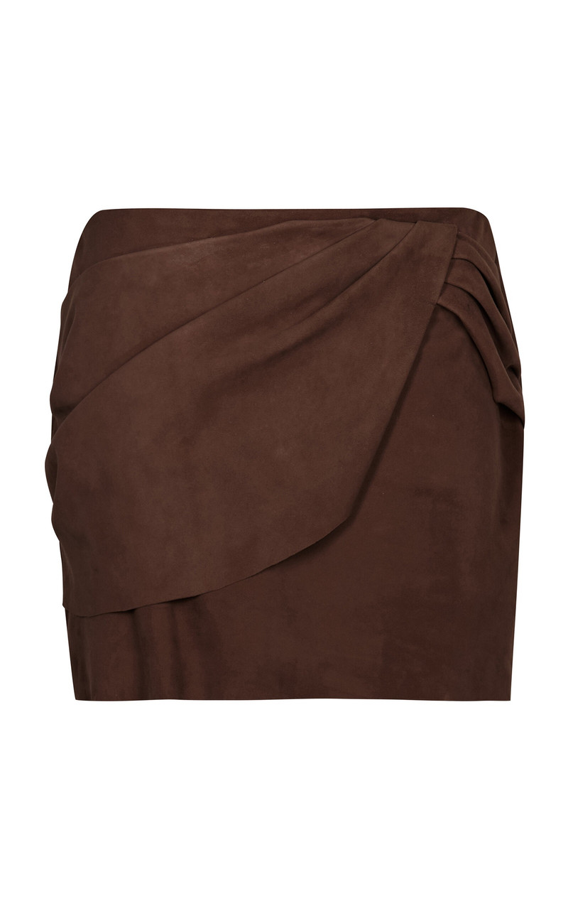 Buffalo Robe Gathered Suede Mini Skirt brown 1