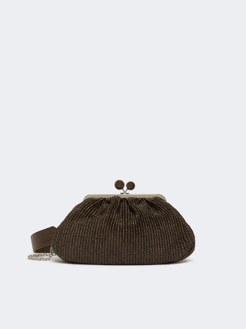 FORTUNA Medium raffia-effect Pasticcino bag - DARK BROWN 1