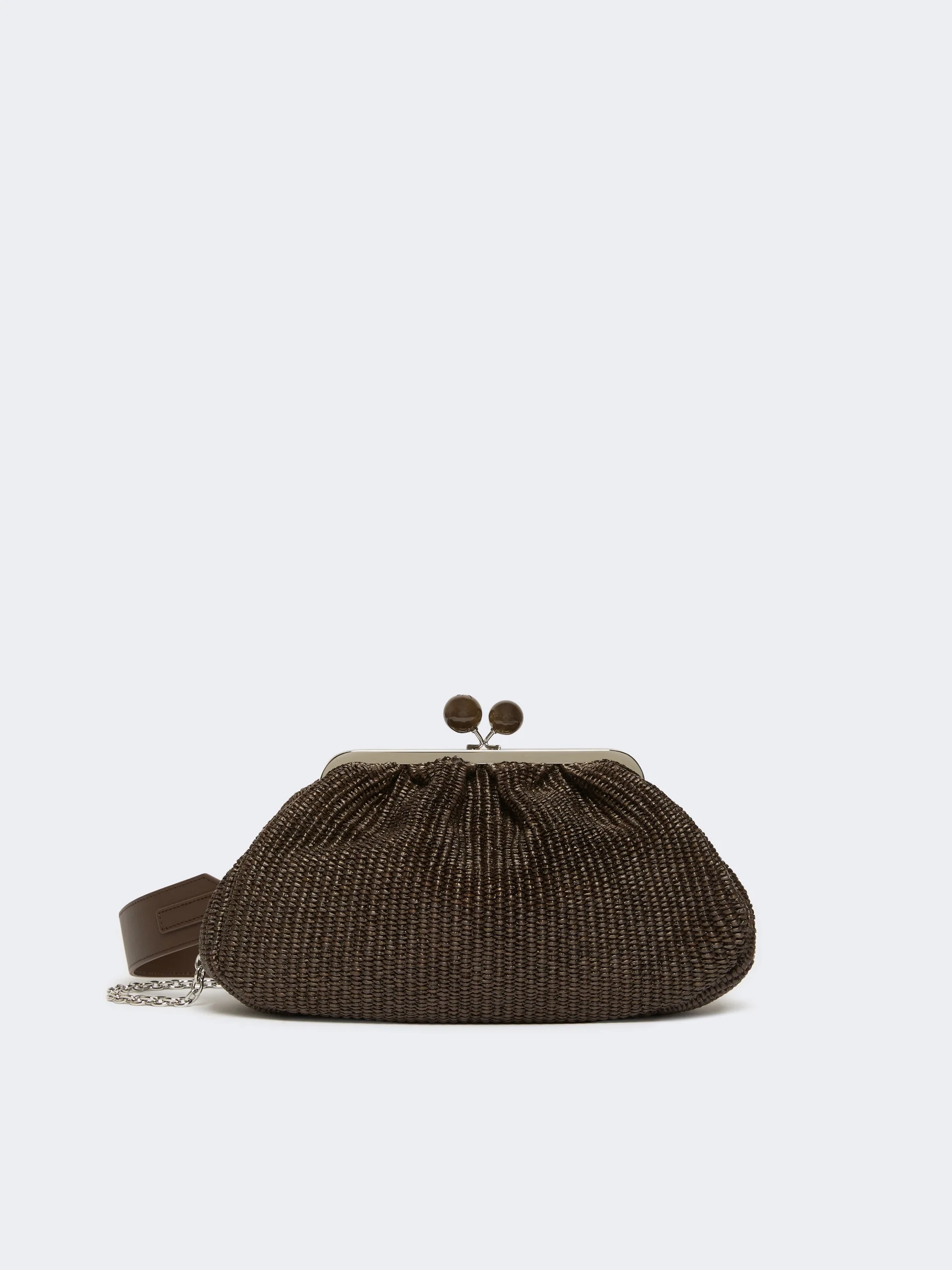 Medium raffia-effect Pasticcino bag - DARK BROWN - 1