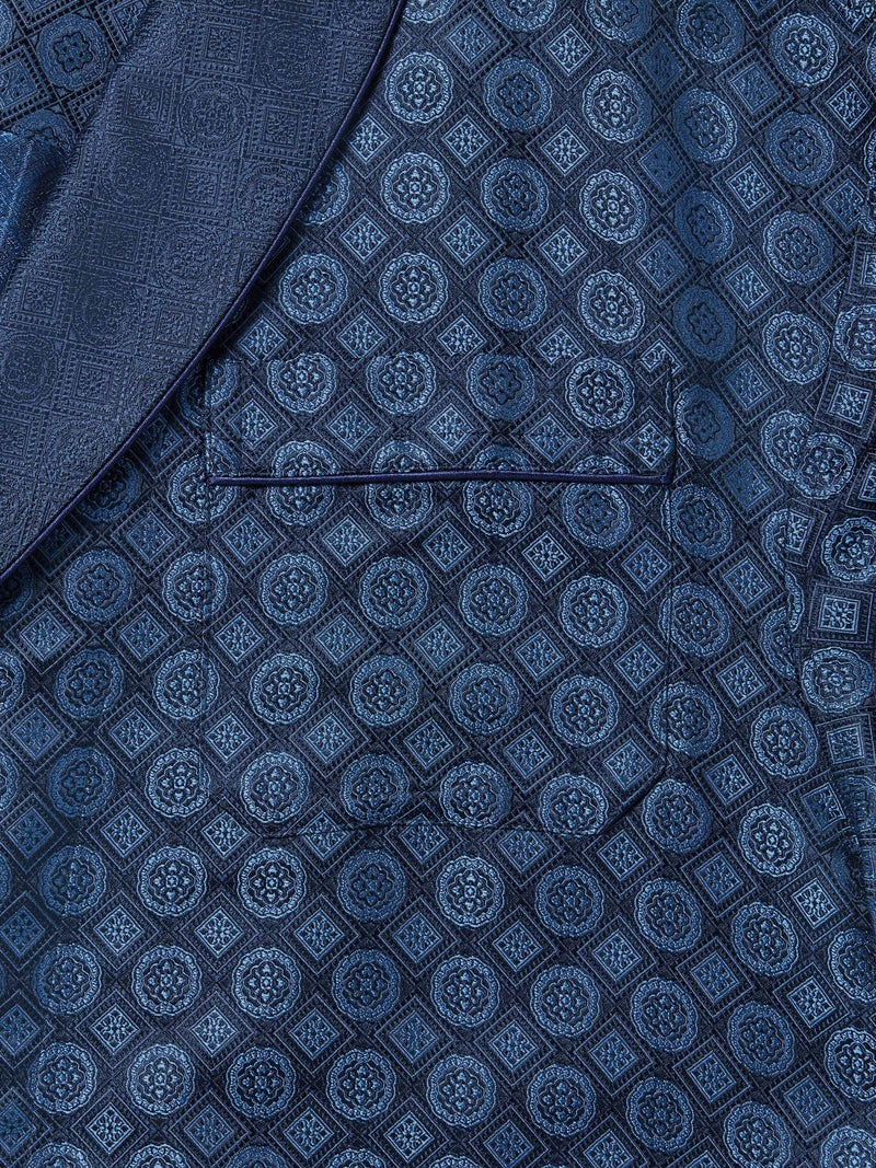Men's Dressing Gown Verona 60 Silk Jacquard Navy - 8