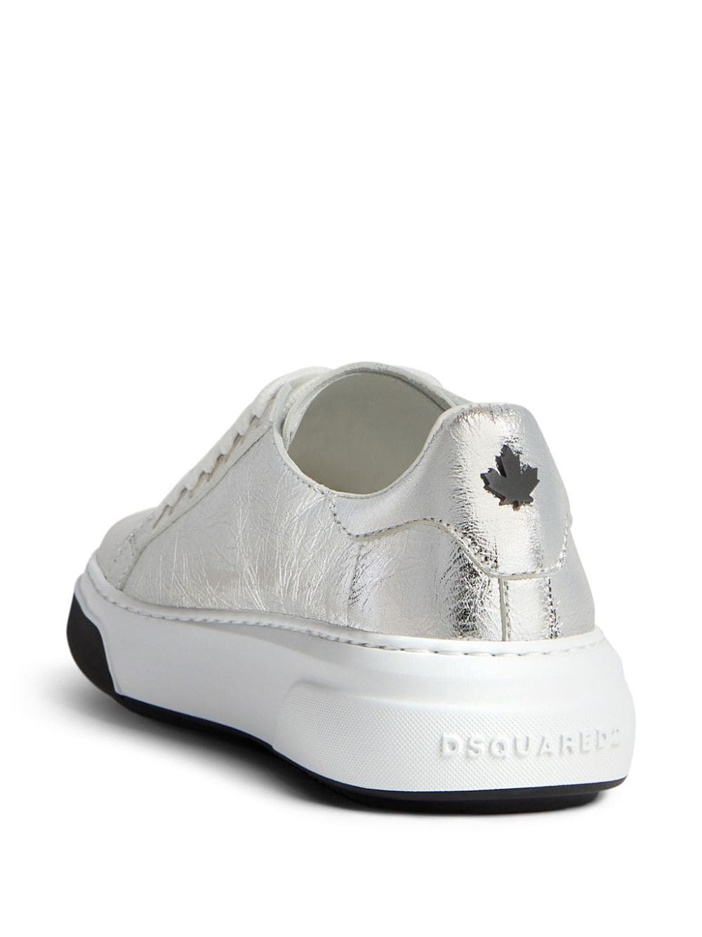 metallic-finish lace-up sneakers - 3