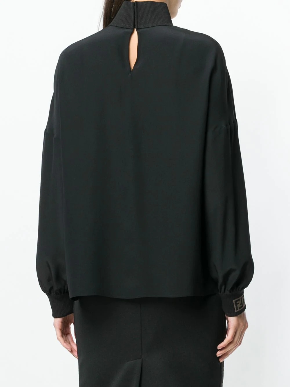 FF logo trim silk shirt - 4