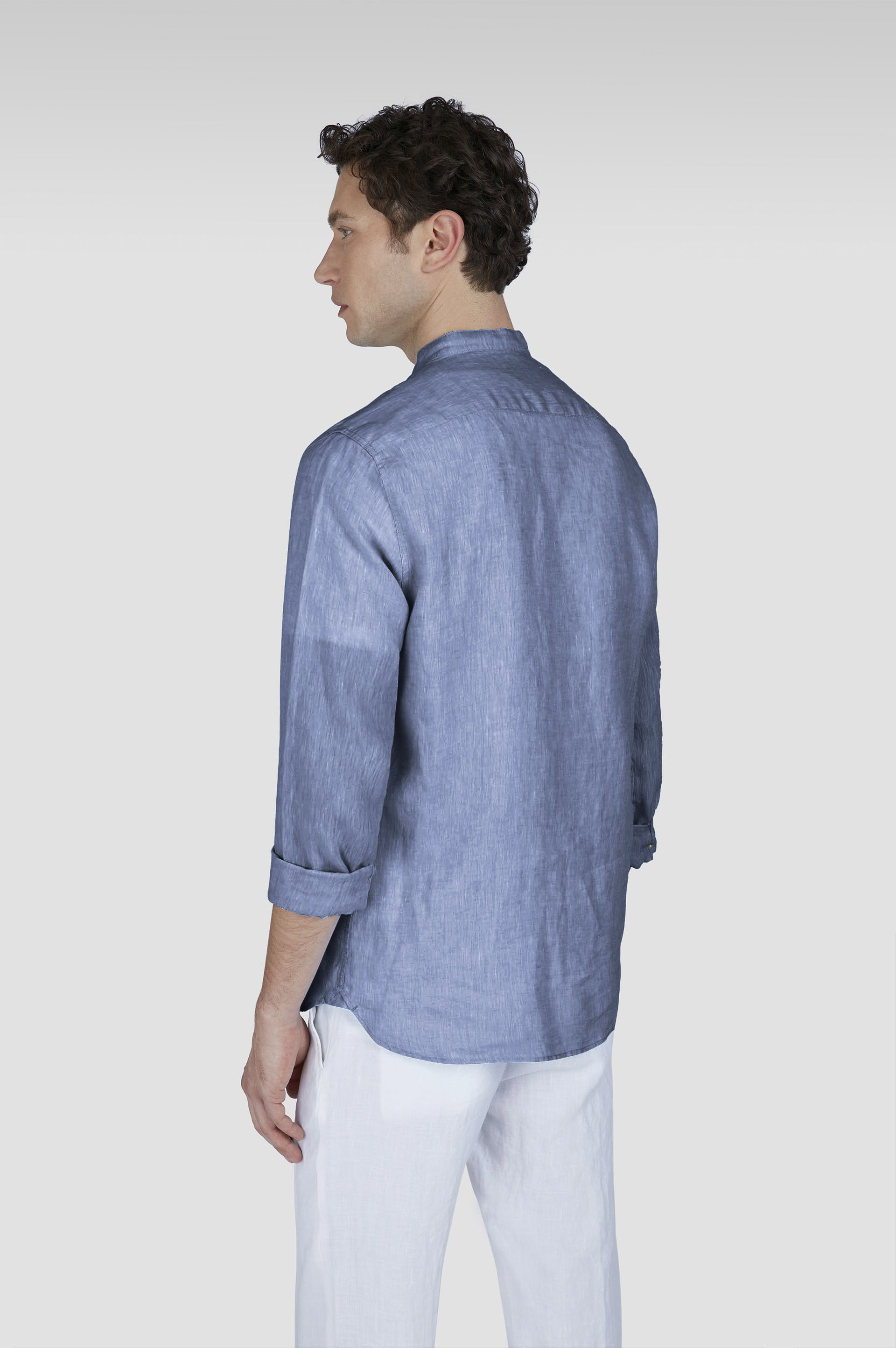 LINEN SHIRT WITH MANDARIN COLLAR - 3