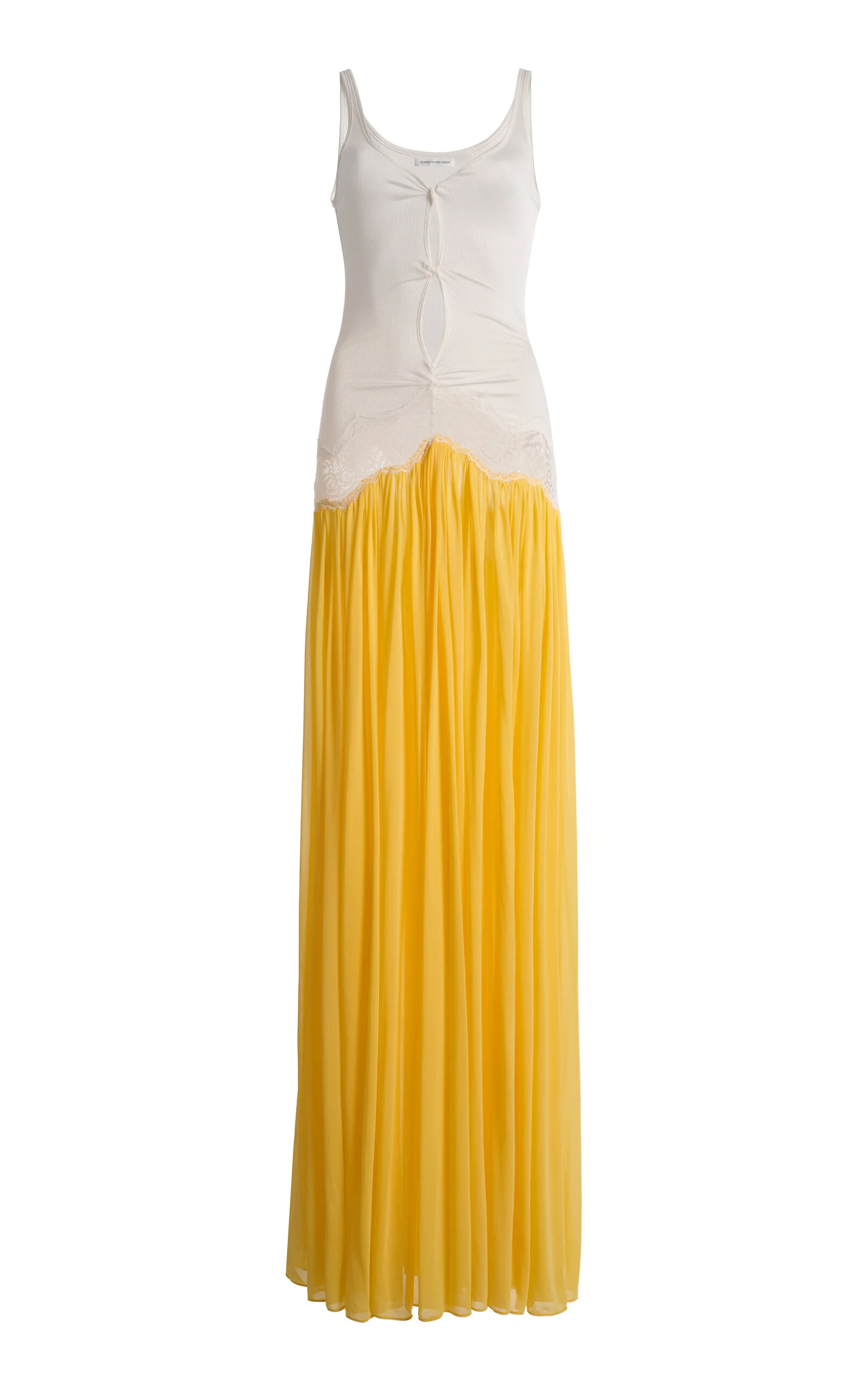 Open Twist Lace-Trimmed Jersey Maxi Dress yellow - 1