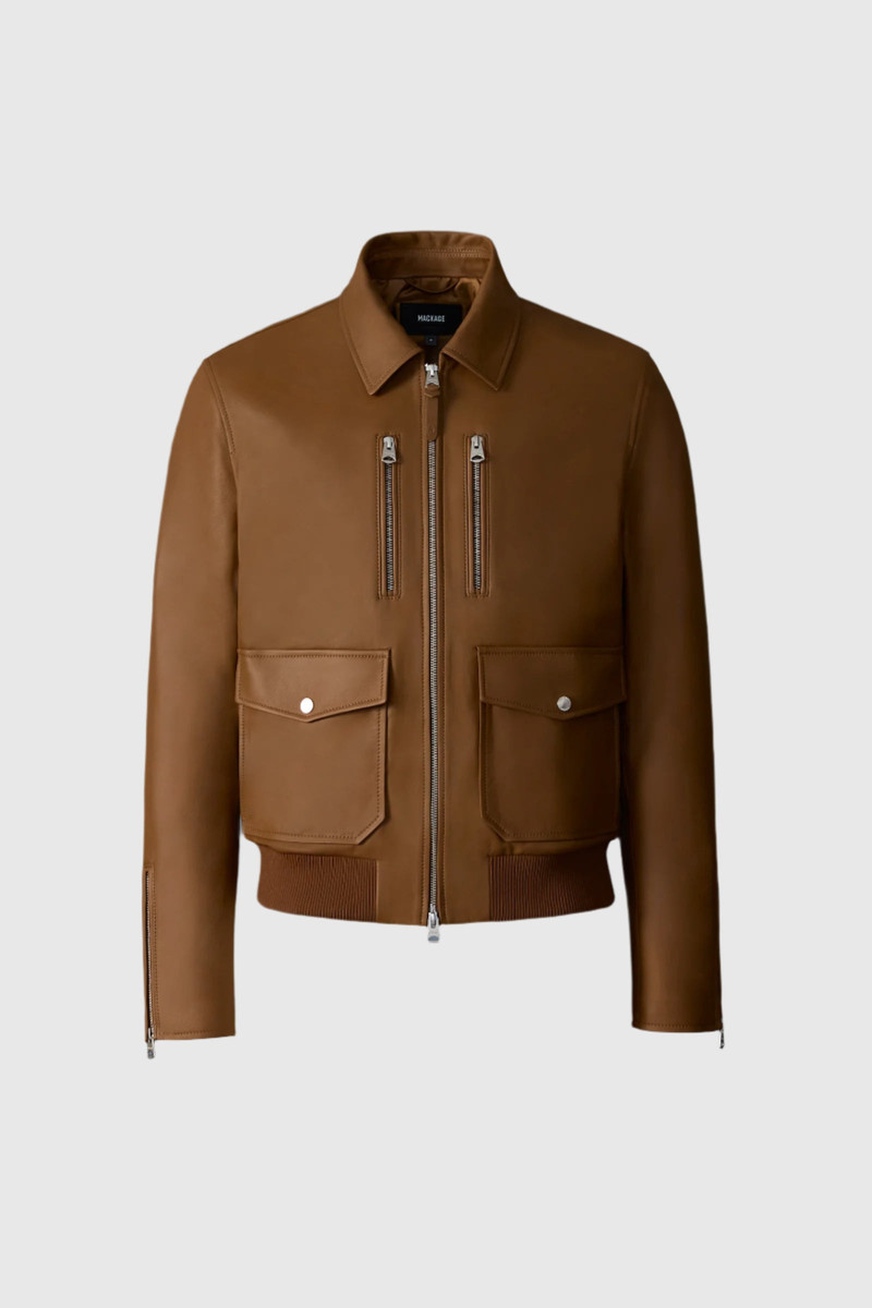 CHANCE-Z Spread Collar Leather Jacket 1