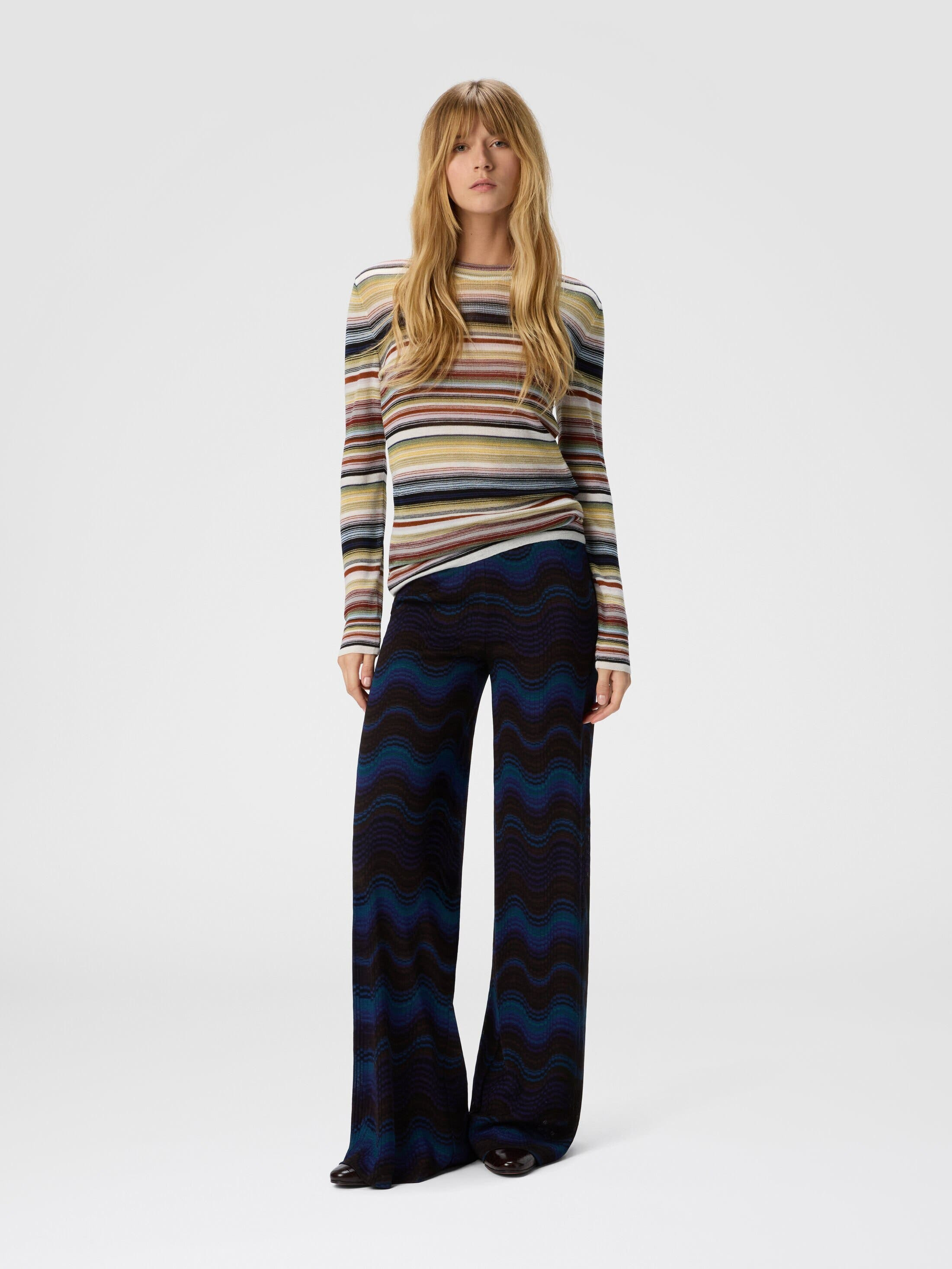 Missoni Palazzo Trousers With Wave Pattern in Yellow & Brown at Nordstrom - 2