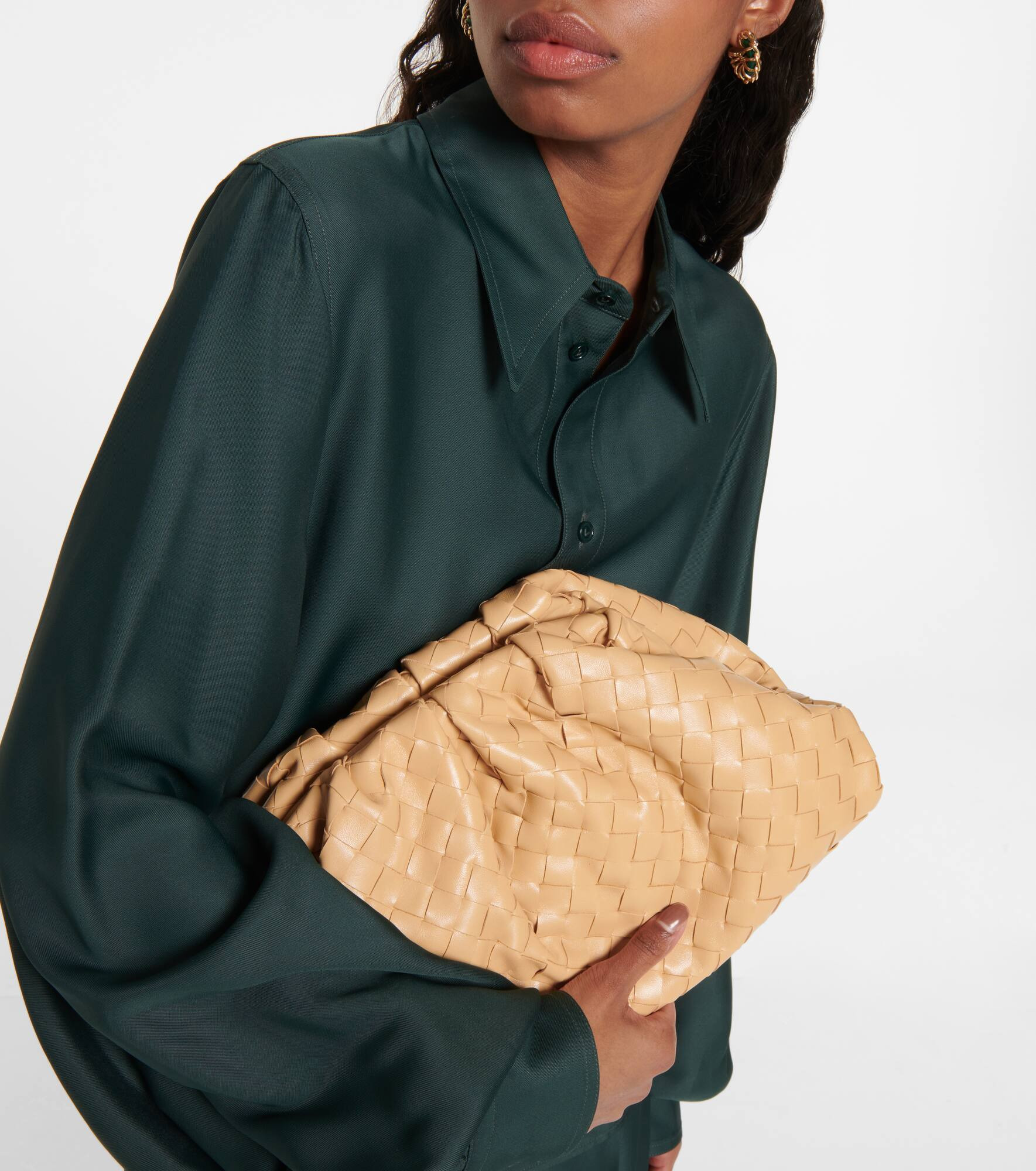 Pouch intrecciato leather clutch - 2