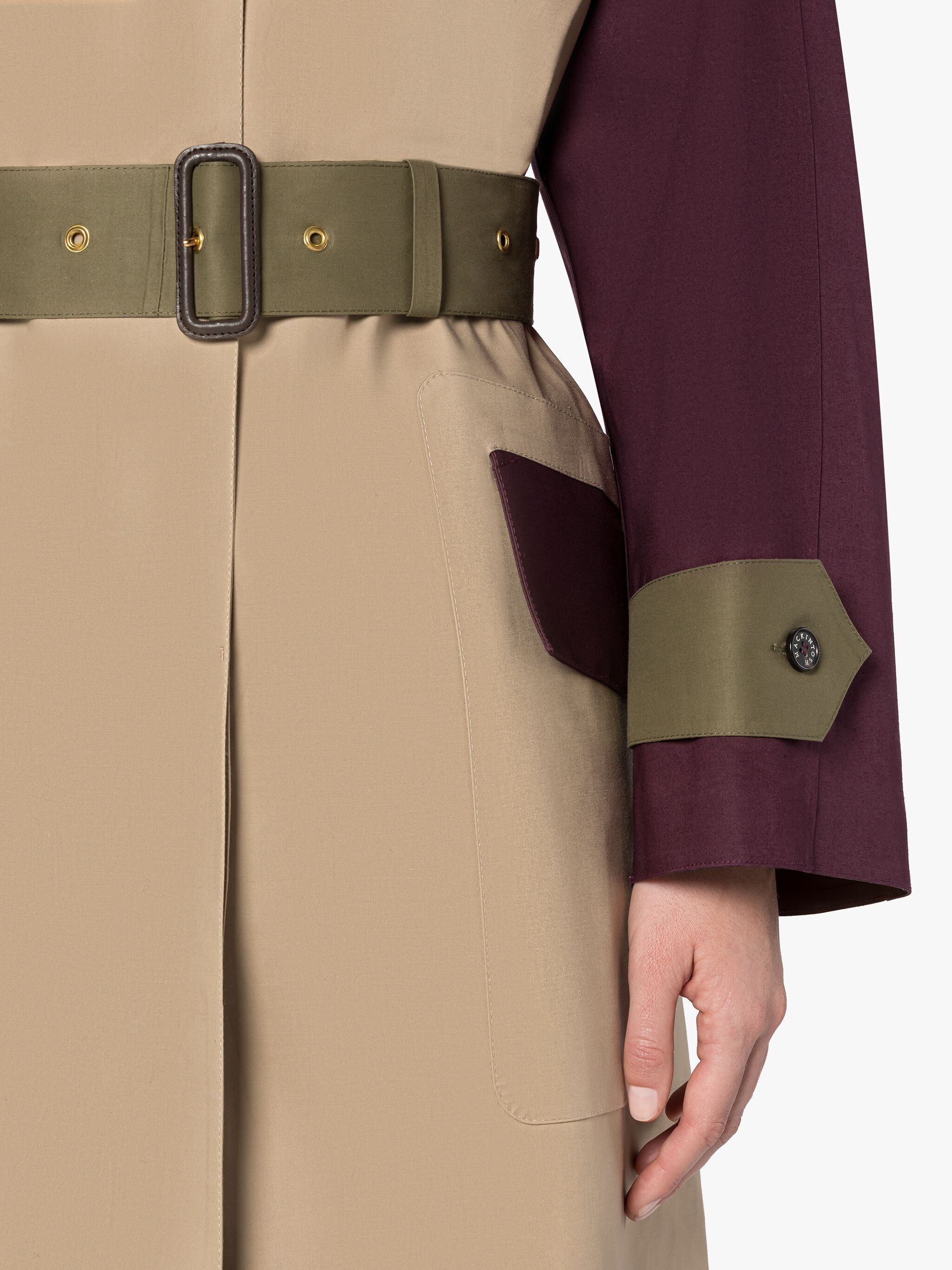 KNIGHTWOODS FAWN COLOUR BLOCK BONDED COTTON TRENCH COAT - 6