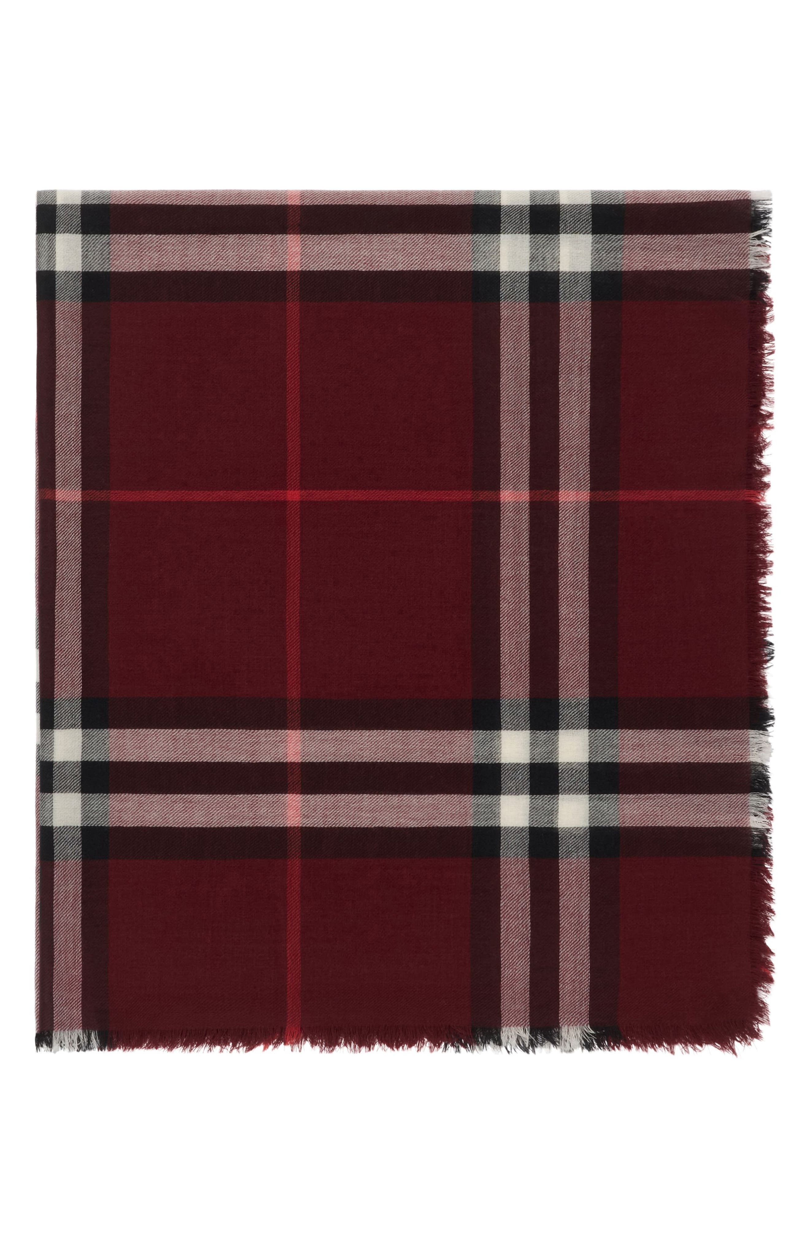 burberry Giant Check Lightweight Wool Scarf in Oxblood Red at Nordstrom - 2