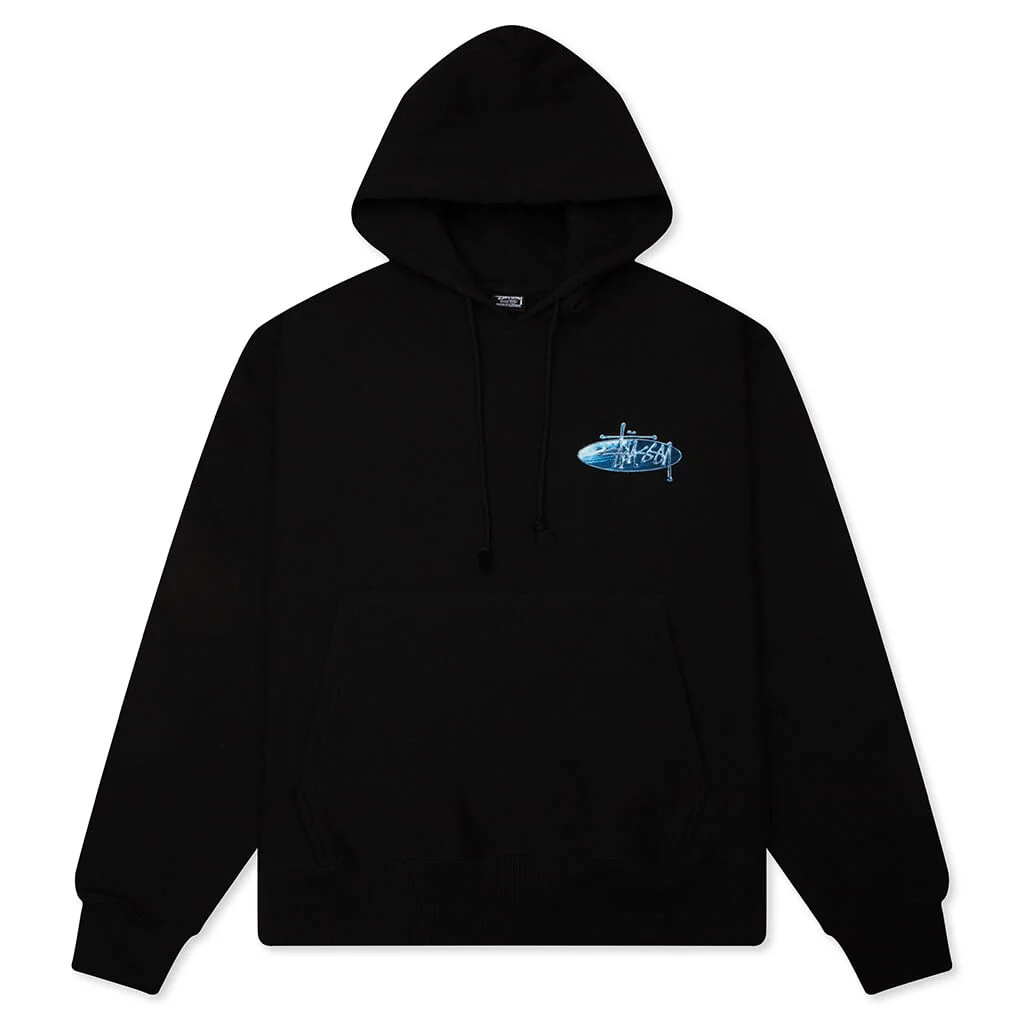 WAVE OVAL HOODIE - BLACK - 1