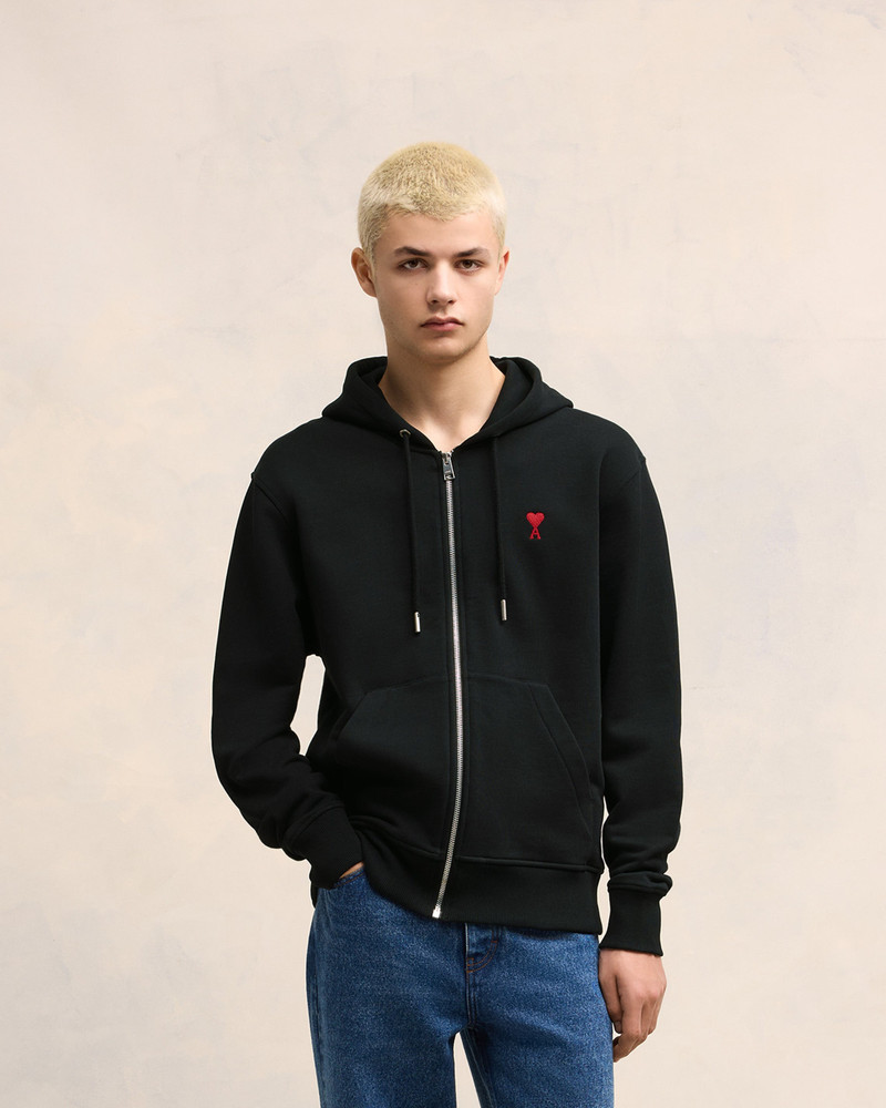 AMI Paris RED AMI DE COEUR ZIPPED HOODIE outlook