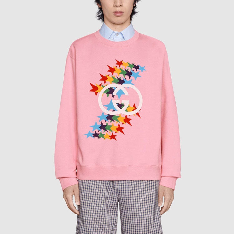 Gucci Fw21 Rainbow Stars Crewneck Sweatshirt 'Pink' 626990-XJDNK-5904 - 3