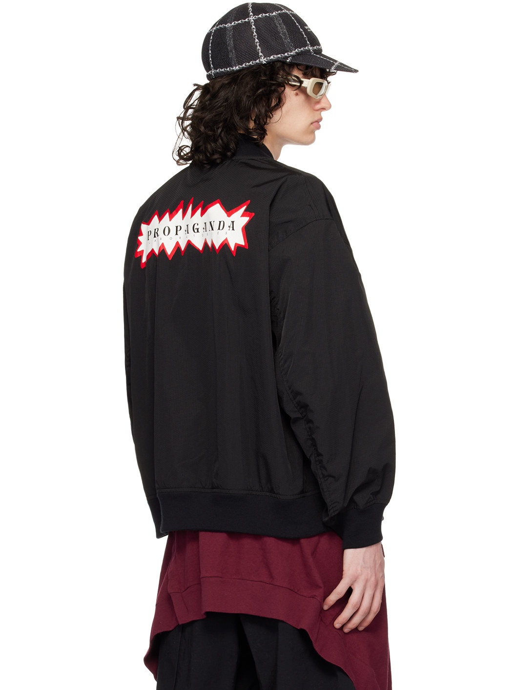 Black 'Propaganda Laboratories' Bomber Jacket - 3