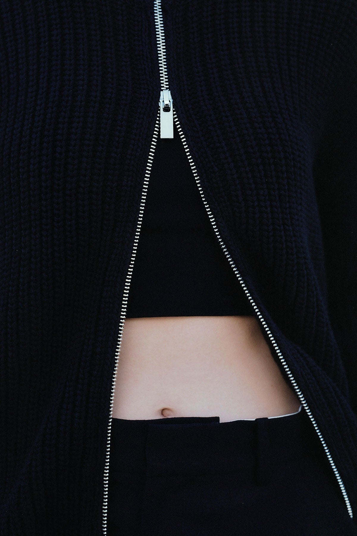 Zip Detail Cardigan - Black - 8
