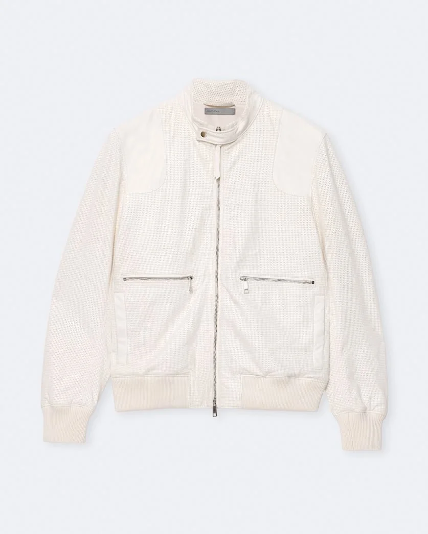 MIRO PERFORATED LEATHER BOMBER JACKET - 1