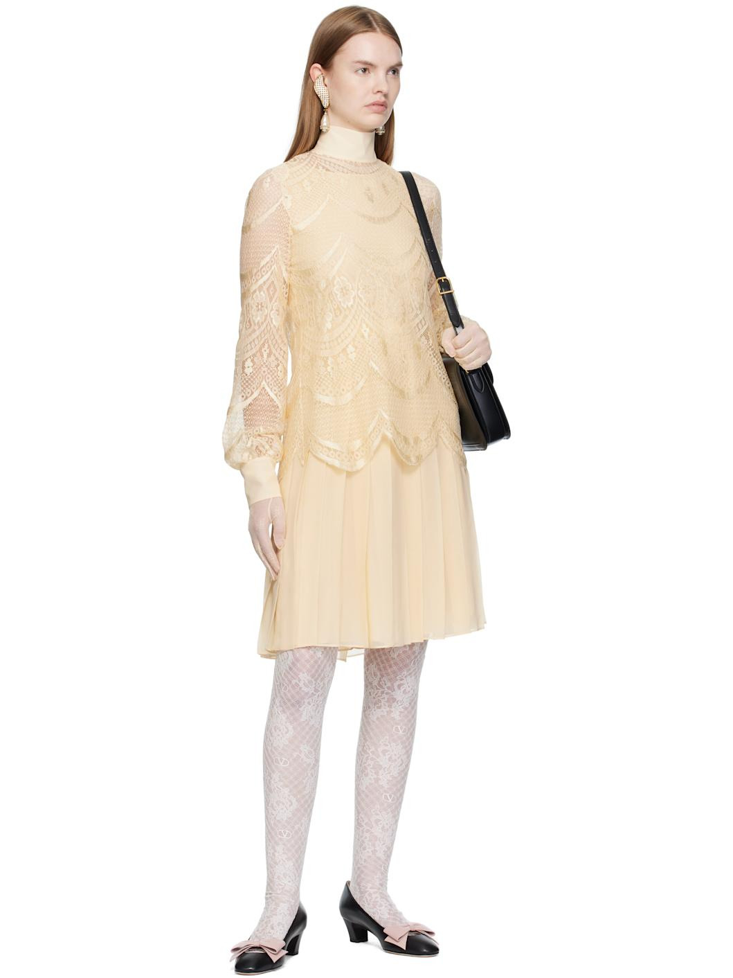 Beige Layered Midi Dress - 4