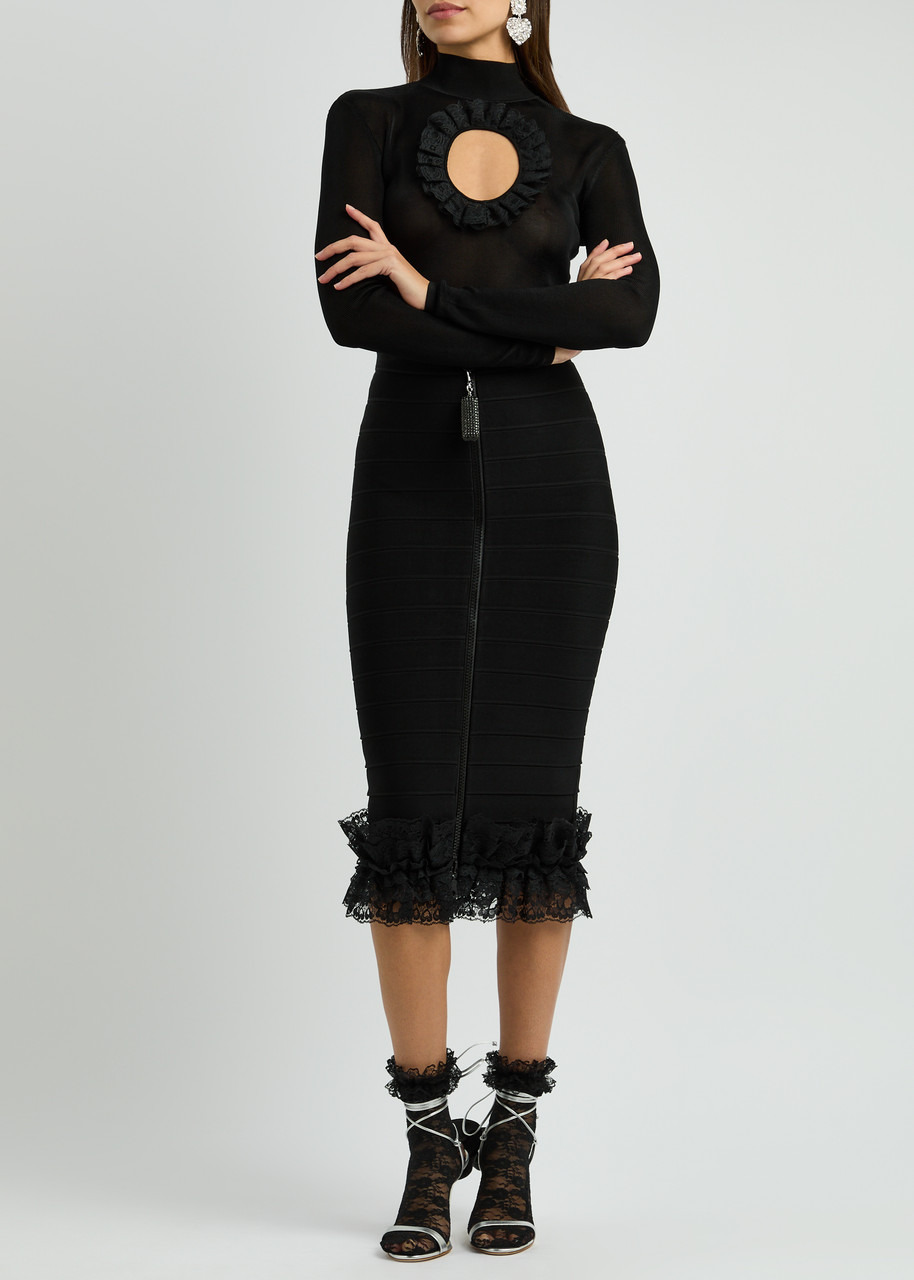 Self-portrait X Christopher Kane Lace-trimmed Midi Skirt - 4