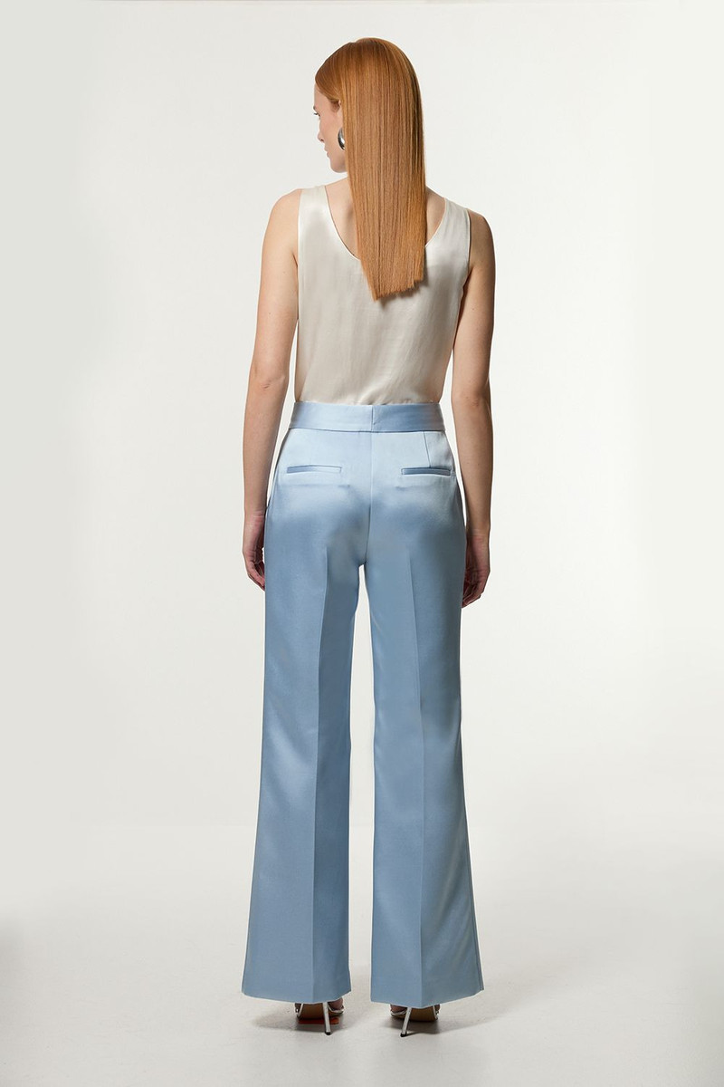 Structured Viscose Satin Stitch Detail Tailored Kickflare Trouser 5