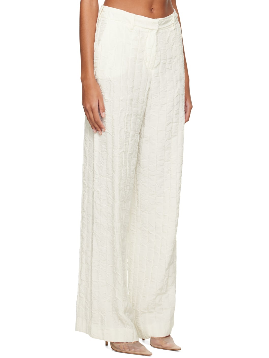 White Crinkled Trousers - 2