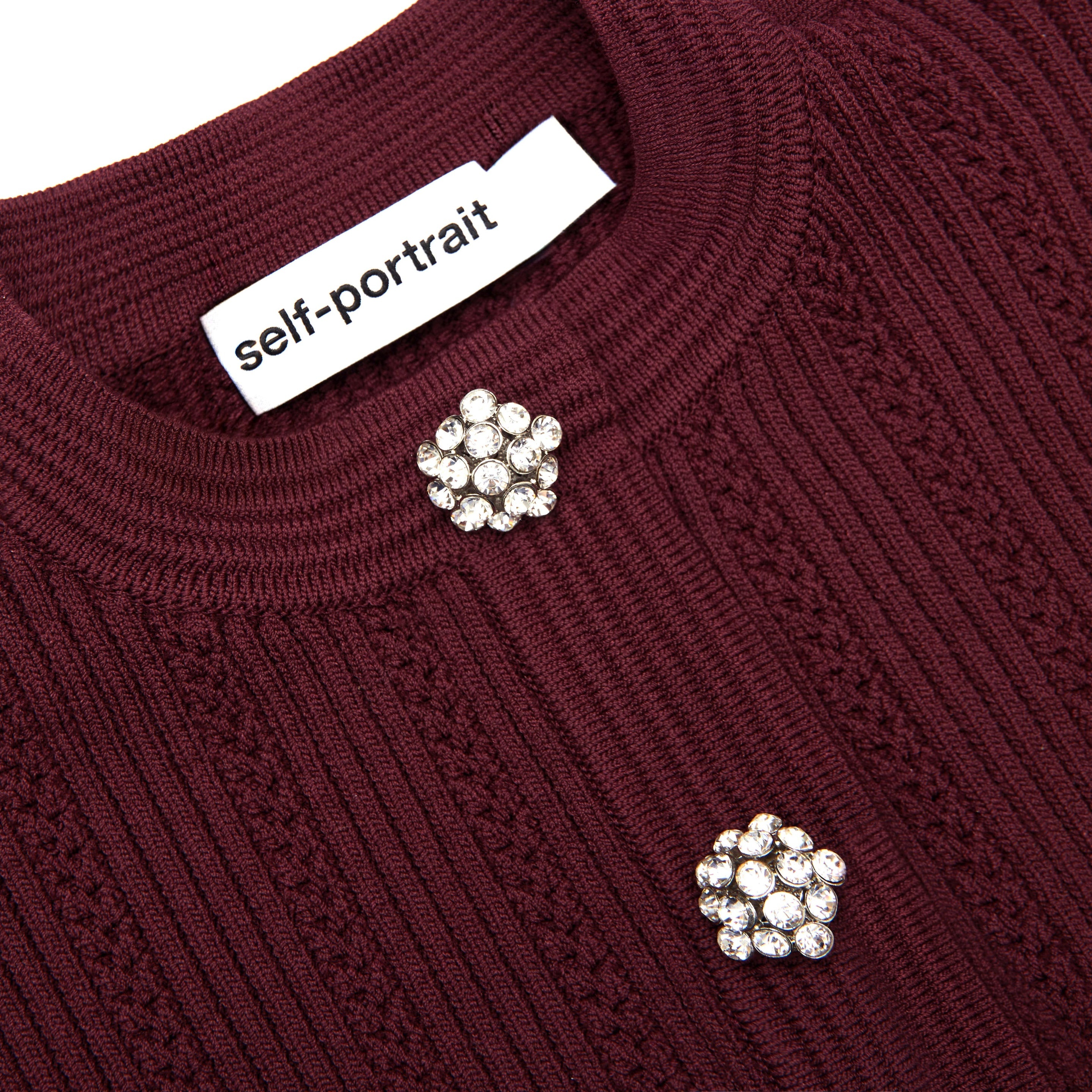 Bordeaux Pointelle Knit Midi Dress - 5