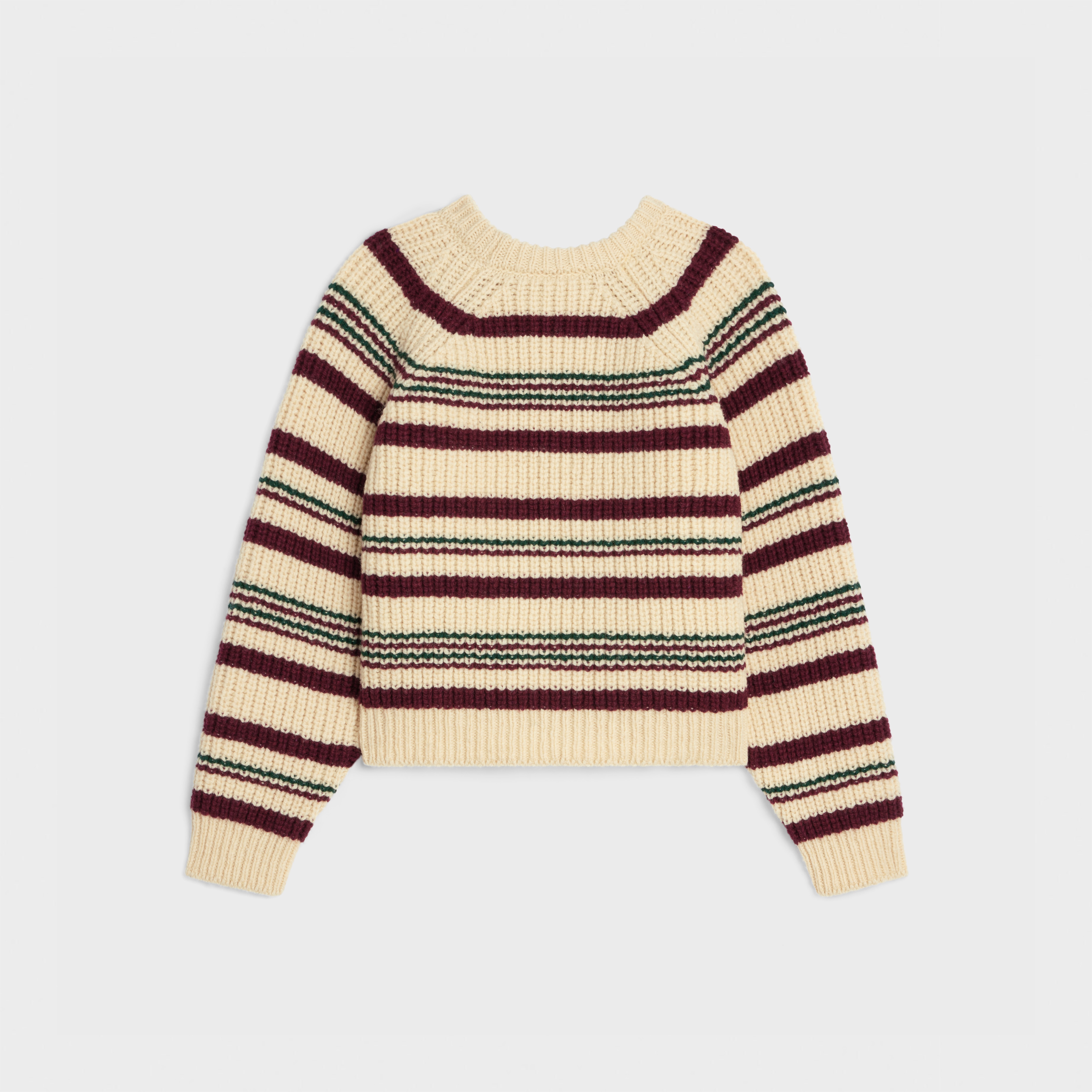 crew neck sweater in striped ribbed wool - 2
