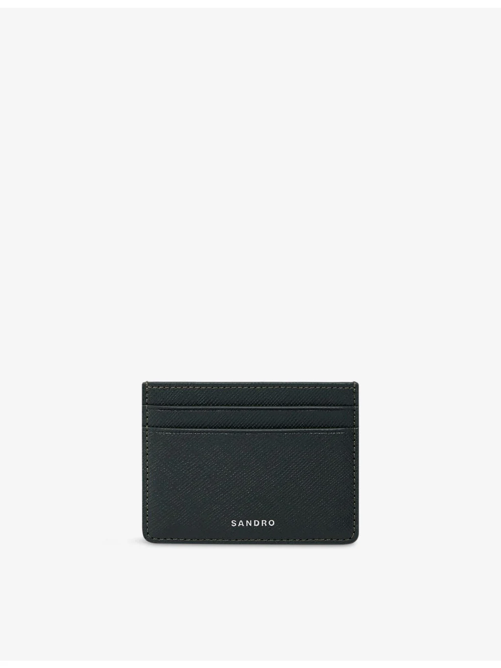 Logo-embossed textured-leather card holder - 1