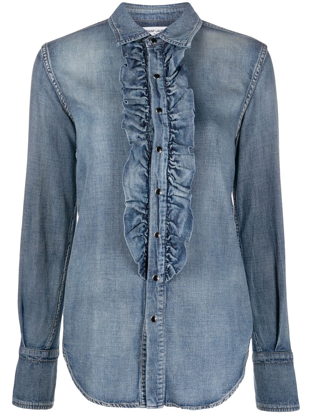 ruffle detail denim shirt - 1