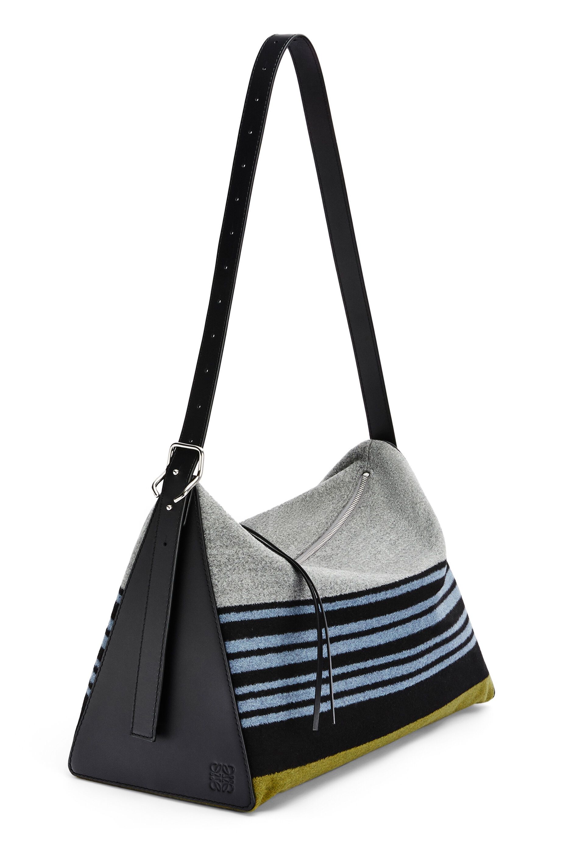 Large Berlingo bag in striped textile and calfskin - 3