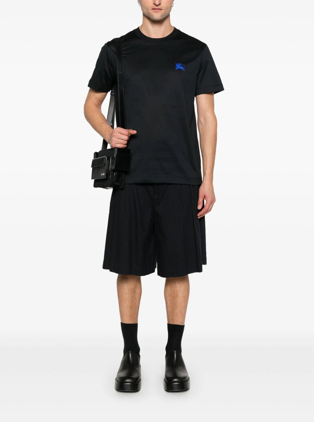 Burberry Men Black T-Shirt With Embroidered Logo On The Chest In Cotton Man - 3