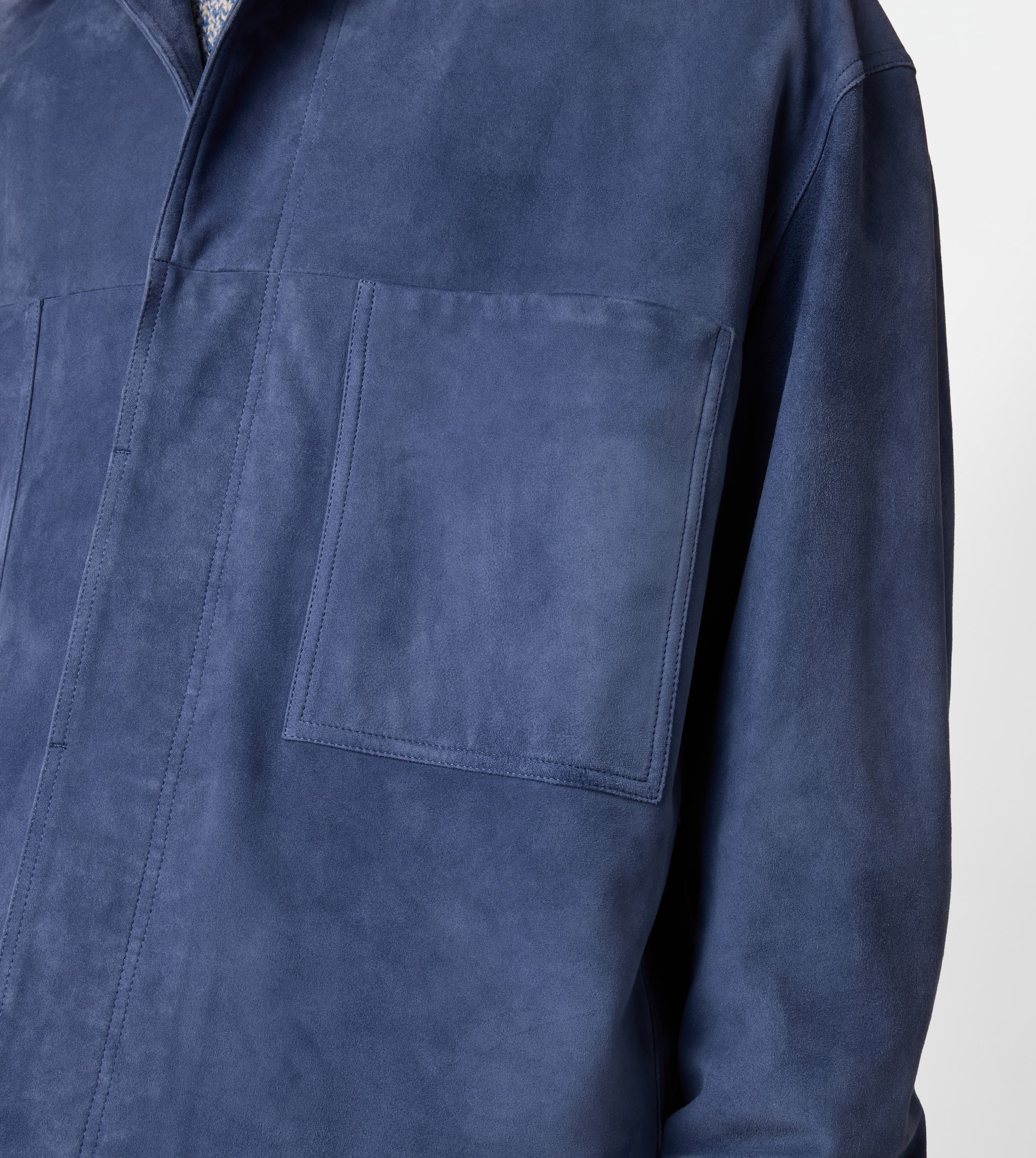 PASHMY COACH JACKET IN SUEDE - BLUE - 6