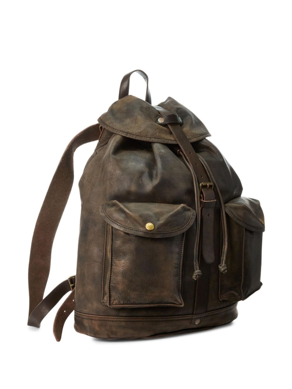distressed leather rucksack - 3