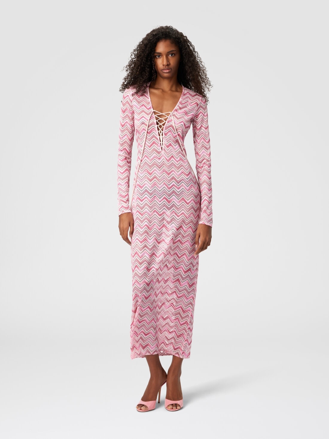 Viscose-blend tulle cover-up dress with slub zigzag - 2