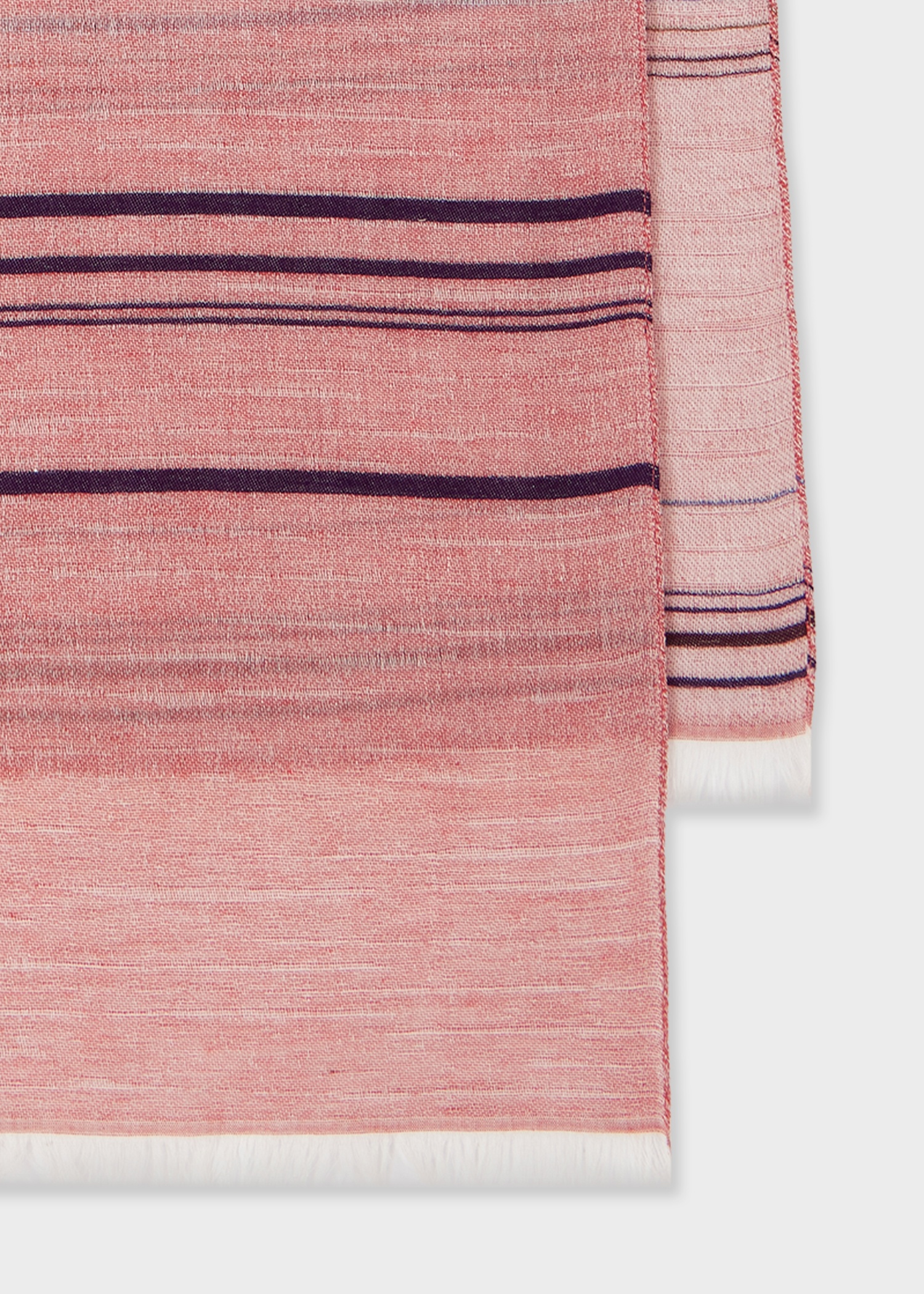 Red Cotton-Blend Thin Stripe Scarf - 2