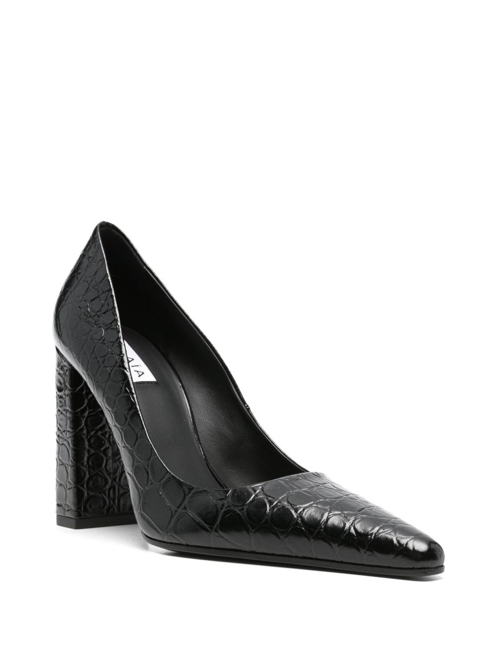 90mm crocodile-embossed pointed pumps - 2