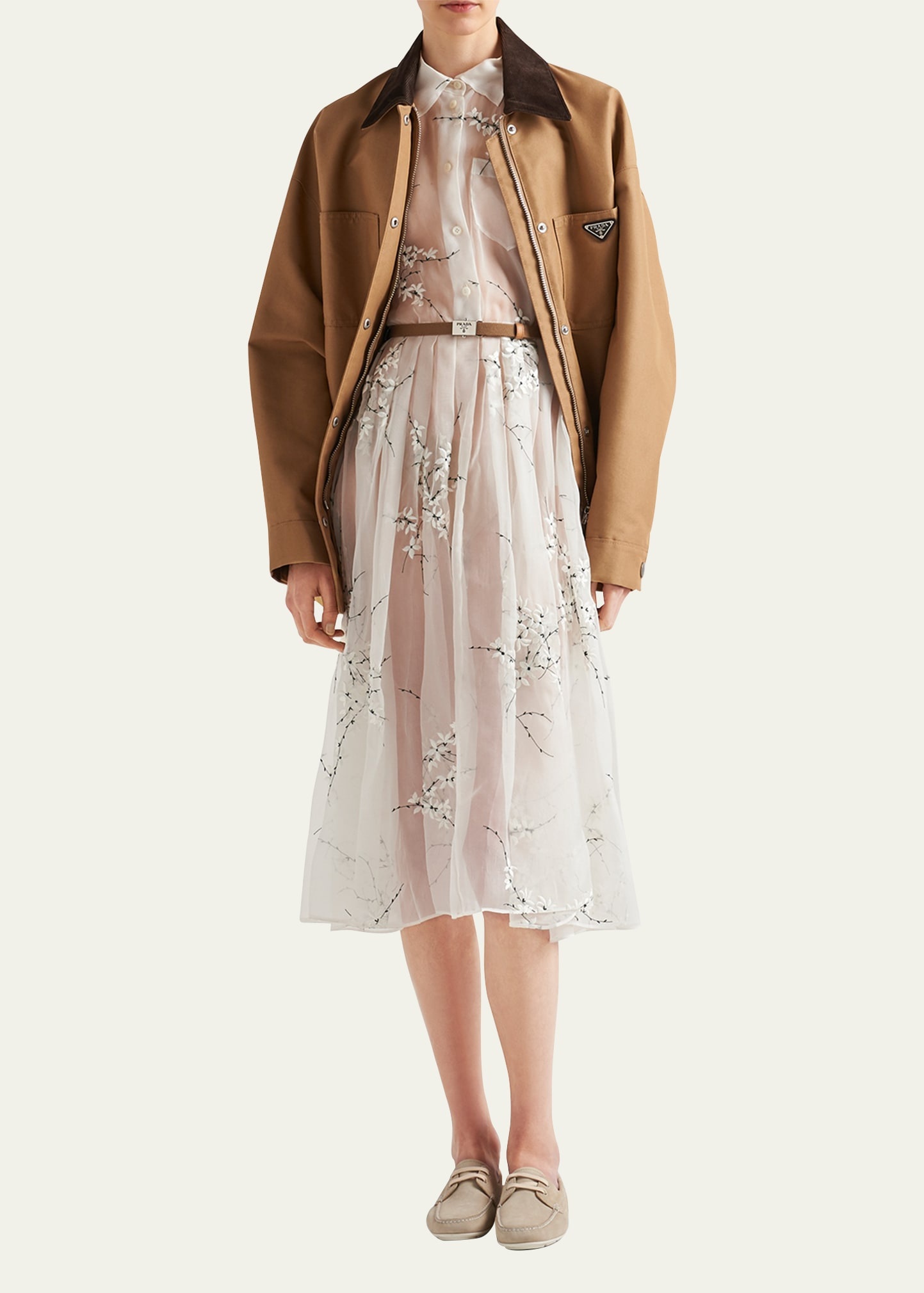 Floral Embroidered Organza Fit-Flare Midi Dress - 2
