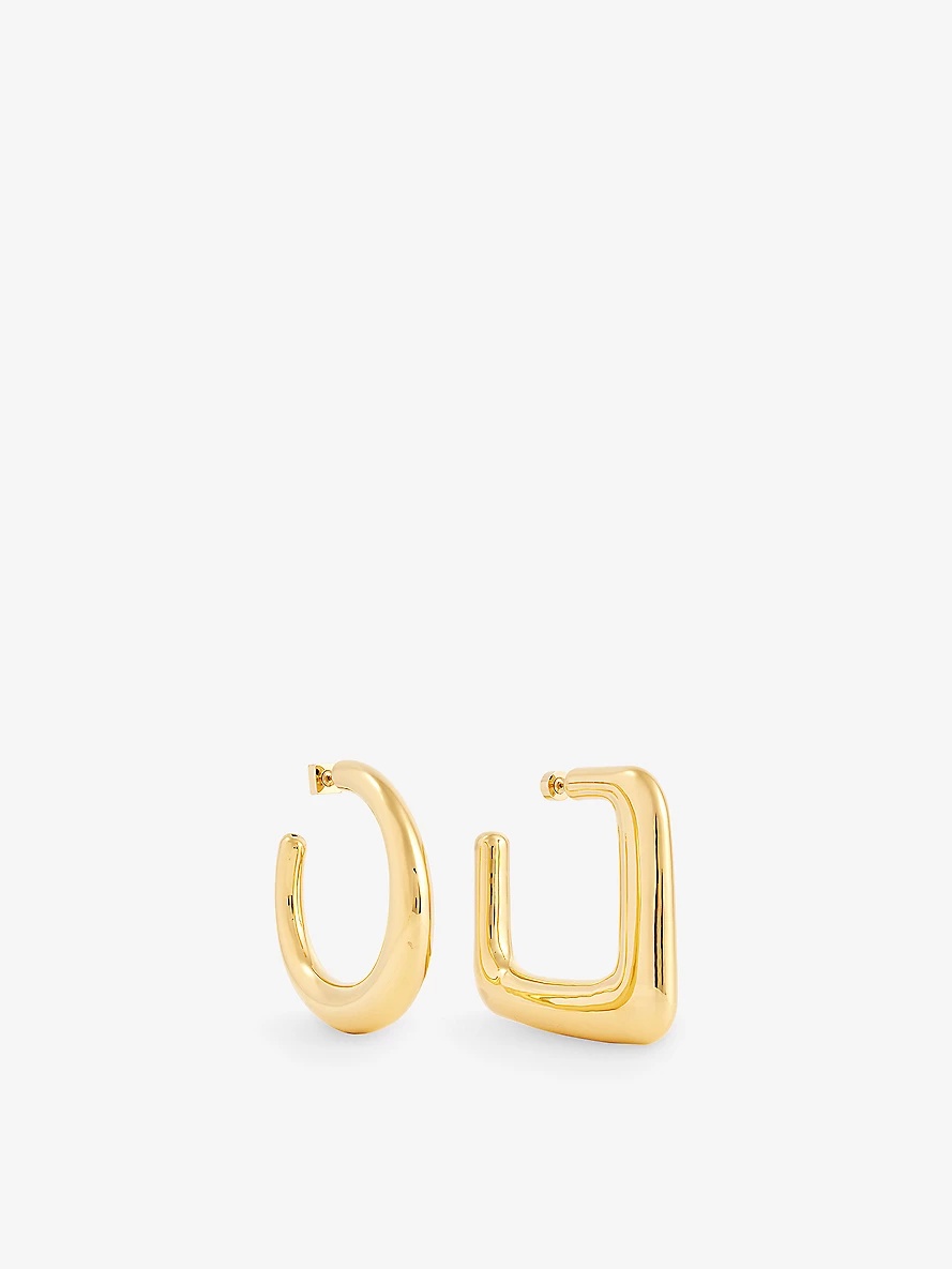 Les Grandes Creoles Ovalo mismatched gold-tone hoop earrings - 1