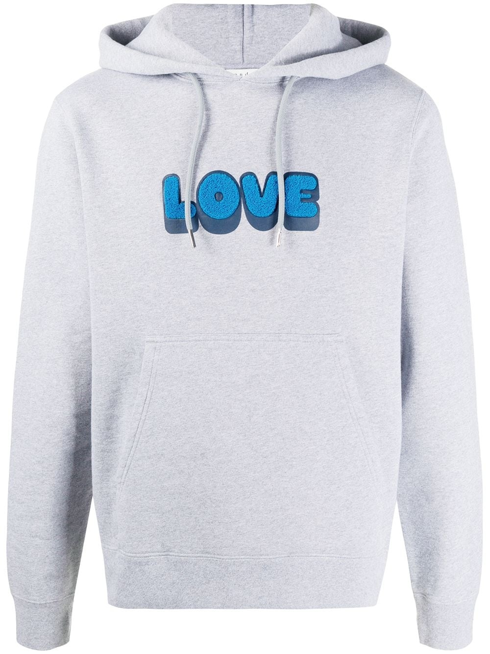 embroidered LOVE print hoodie - 1