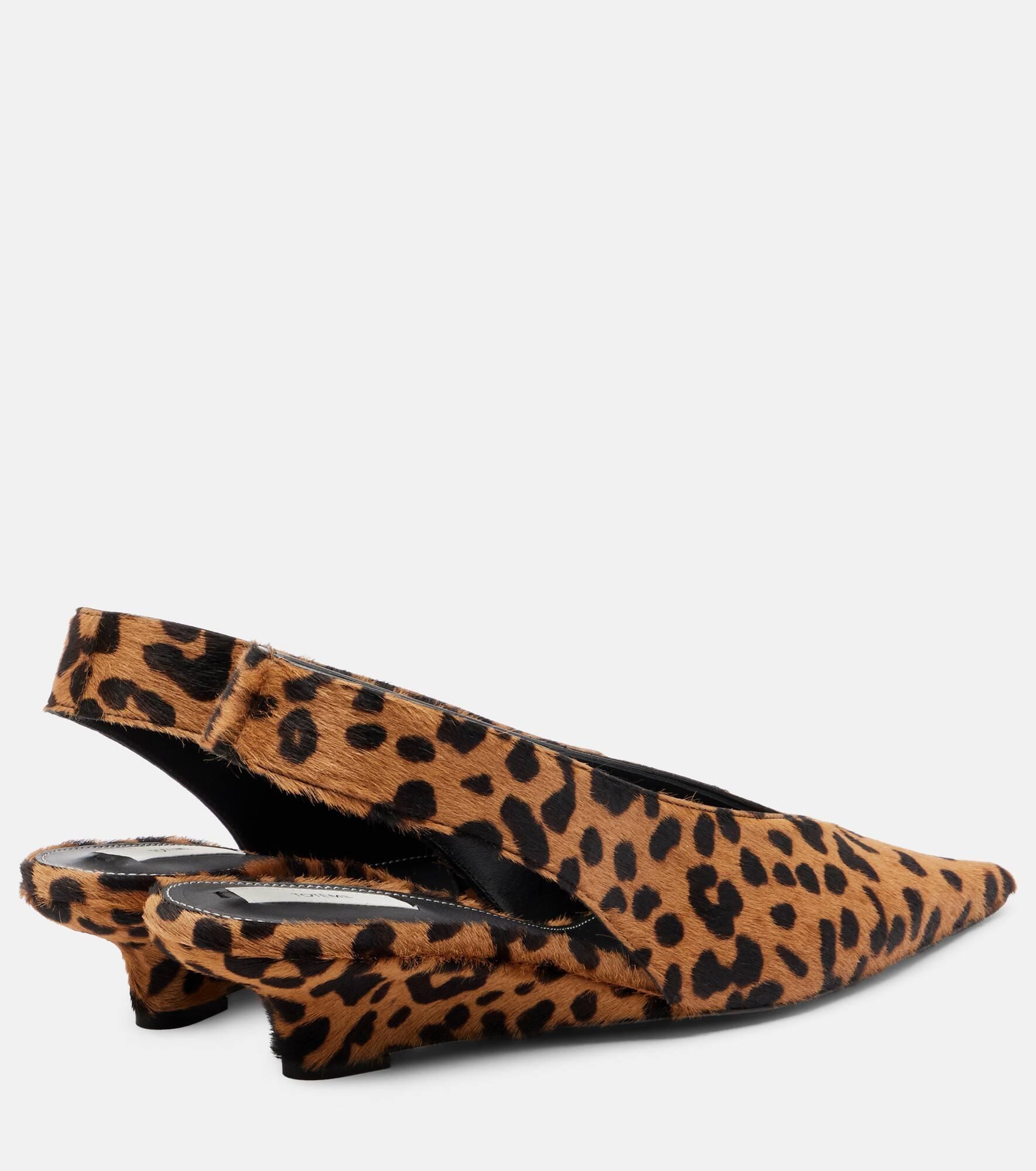 Leopard-print wedge calf hair slingback pumps - 2