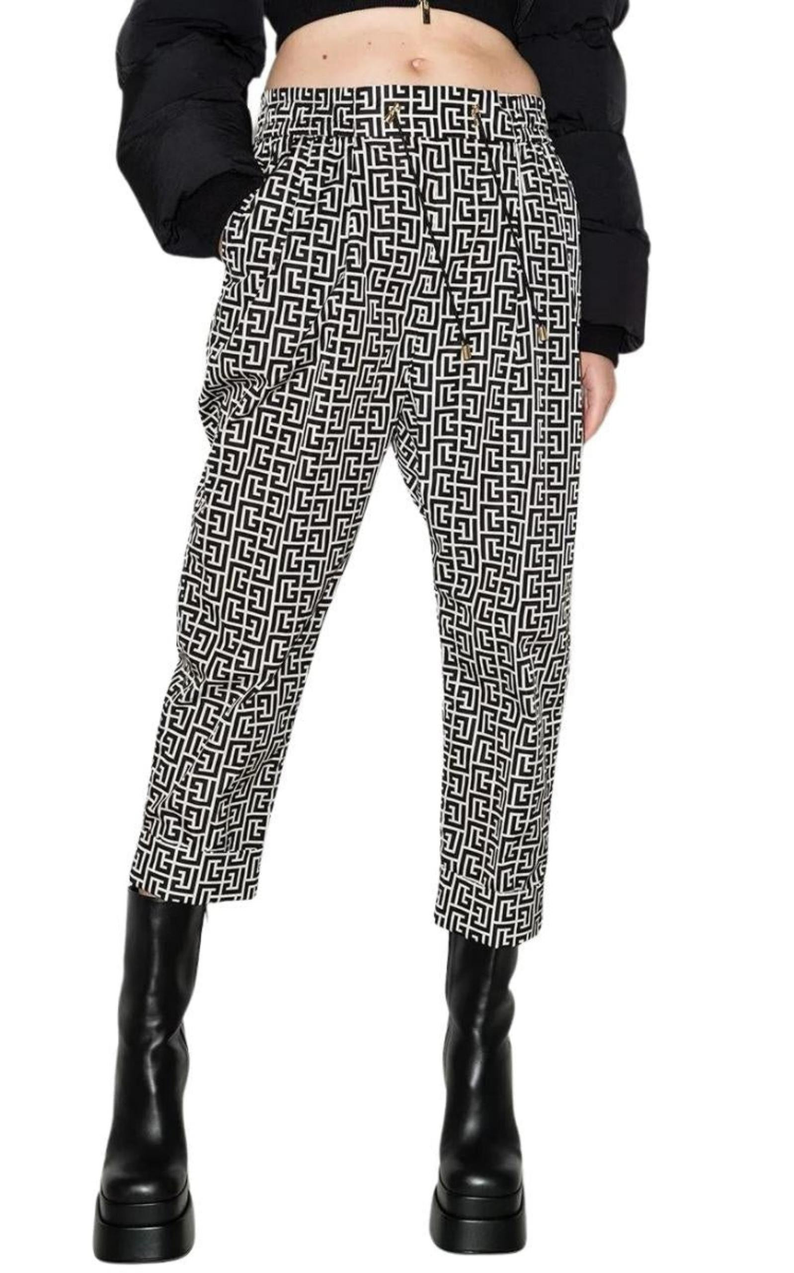 Monogram Print Cropped Track Pants - 3